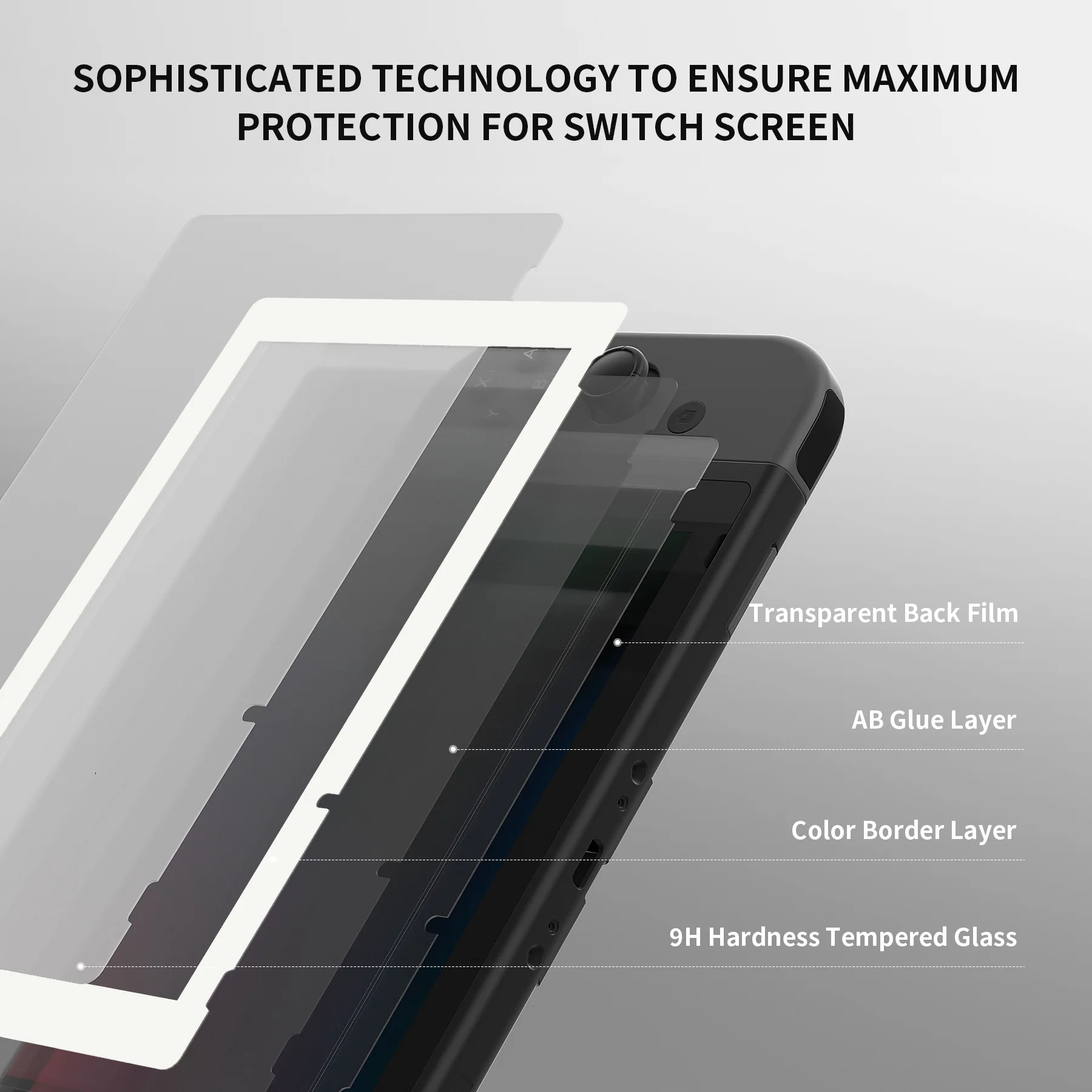 eXtremeRate 2 Pack Transparent HD Clear Tempered Glass Screen Protector for Nintendo Switch - White Border - Image 8