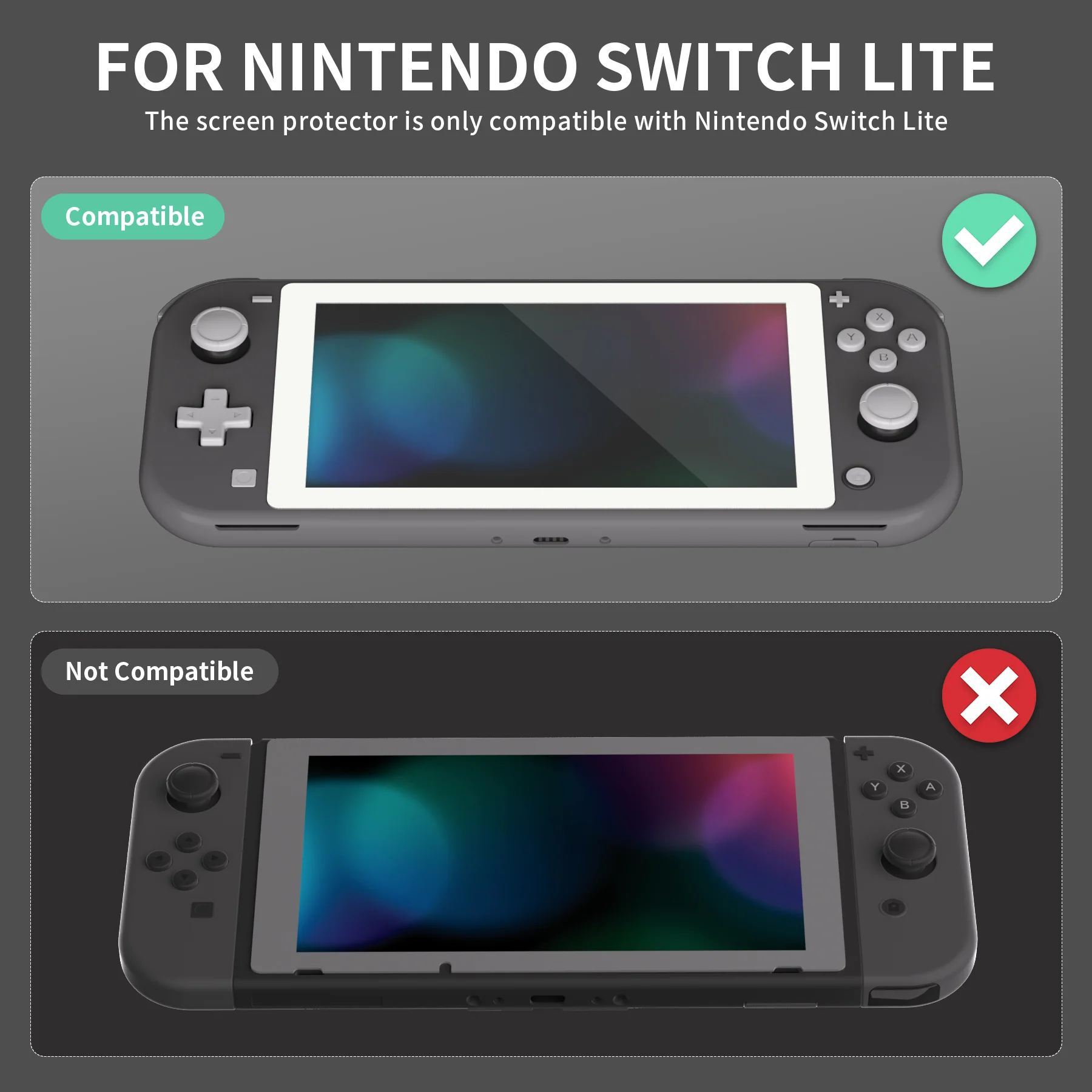 eXtremeRate 2 Pack Anti-Scratch Transparent HD Tempered Glass Screen Protector for Nintendo Switch Lite - White Border - Image 3