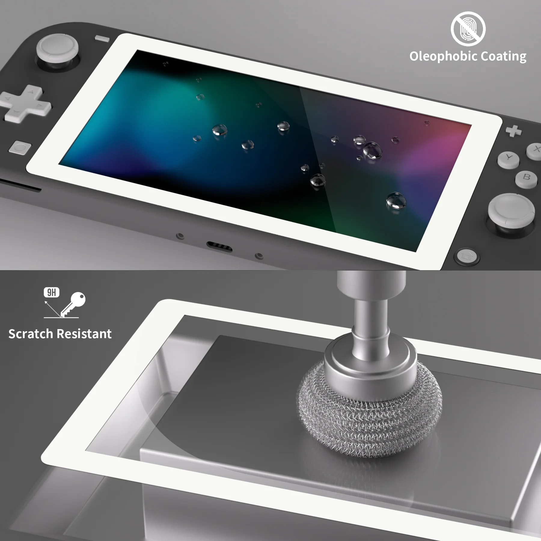 eXtremeRate 2 Pack Anti-Scratch Transparent HD Tempered Glass Screen Protector for Nintendo Switch Lite - White Border - Image 4