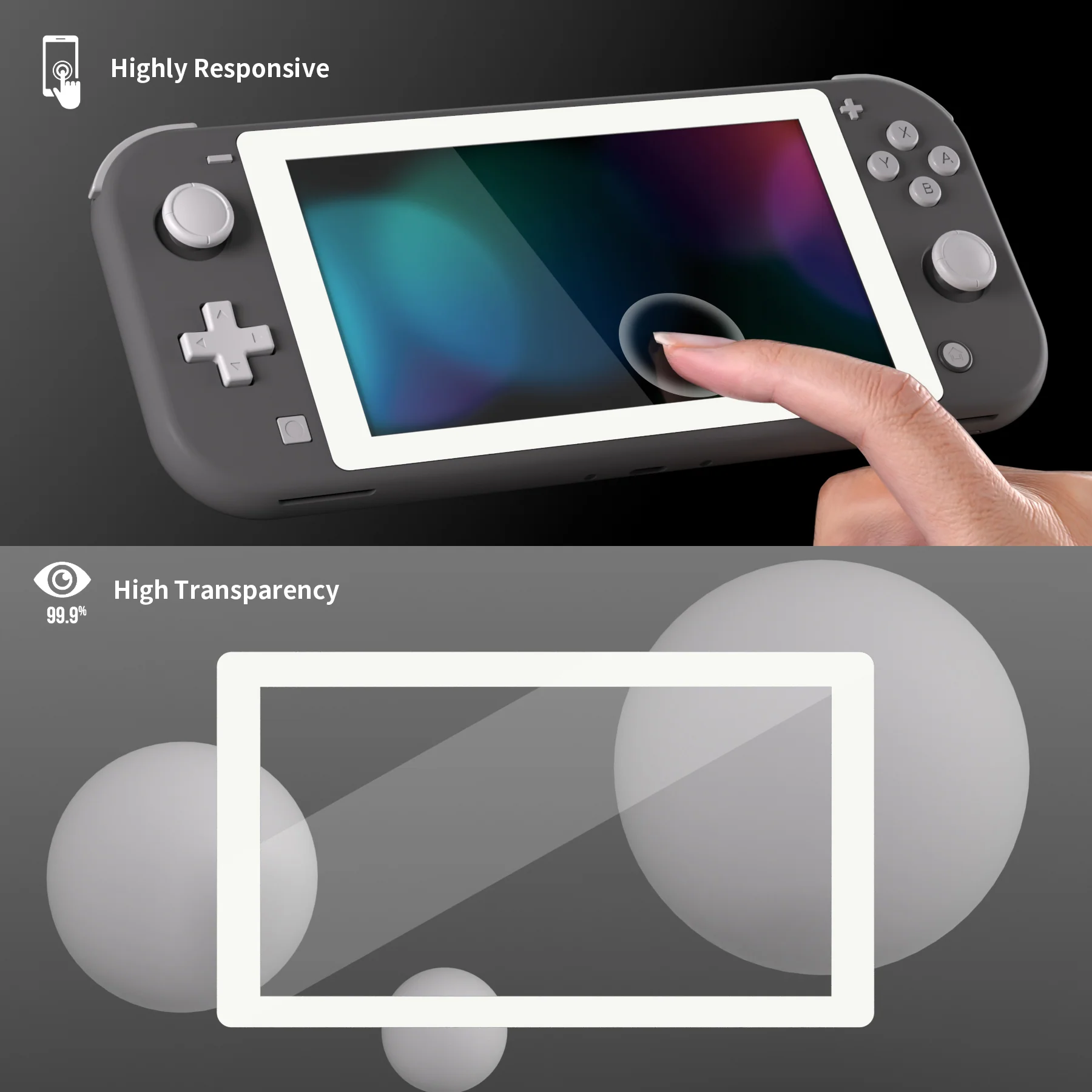 eXtremeRate 2 Pack Anti-Scratch Transparent HD Tempered Glass Screen Protector for Nintendo Switch Lite - White Border - Image 5