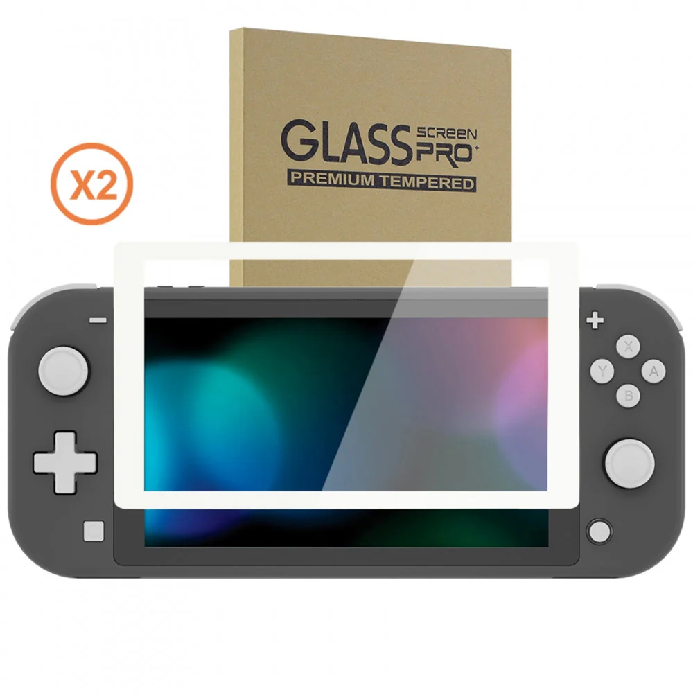 eXtremeRate 2 Pack Anti-Scratch Transparent HD Tempered Glass Screen Protector for Nintendo Switch Lite - White Border - Image 9