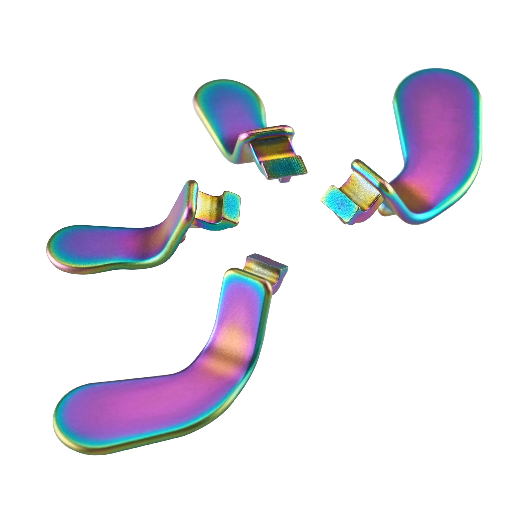 eXtremeRate 4 pcs Replacement Metalic Stainless Steel Paddles for Xbox One Elite & Xbox Elite Series 2 & Elite 2 Core Controller - Rainbow Aura Blue & Purple - Image 3