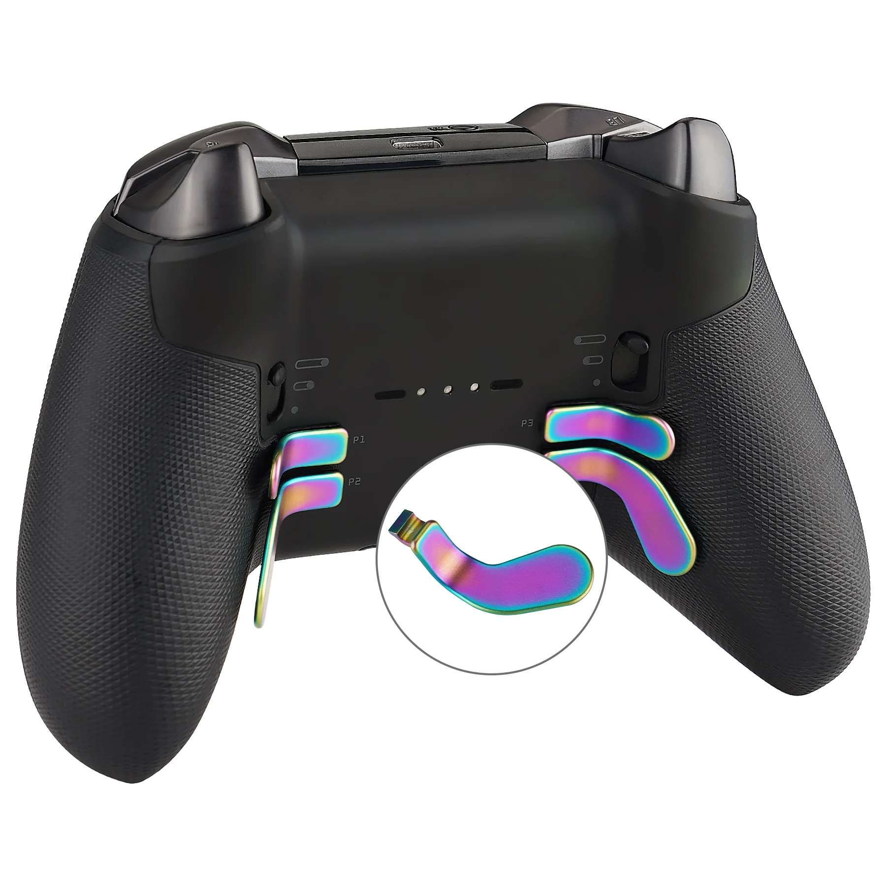 eXtremeRate 4 pcs Replacement Metalic Stainless Steel Paddles for Xbox One Elite & Xbox Elite Series 2 & Elite 2 Core Controller - Rainbow Aura Blue & Purple - Image 4