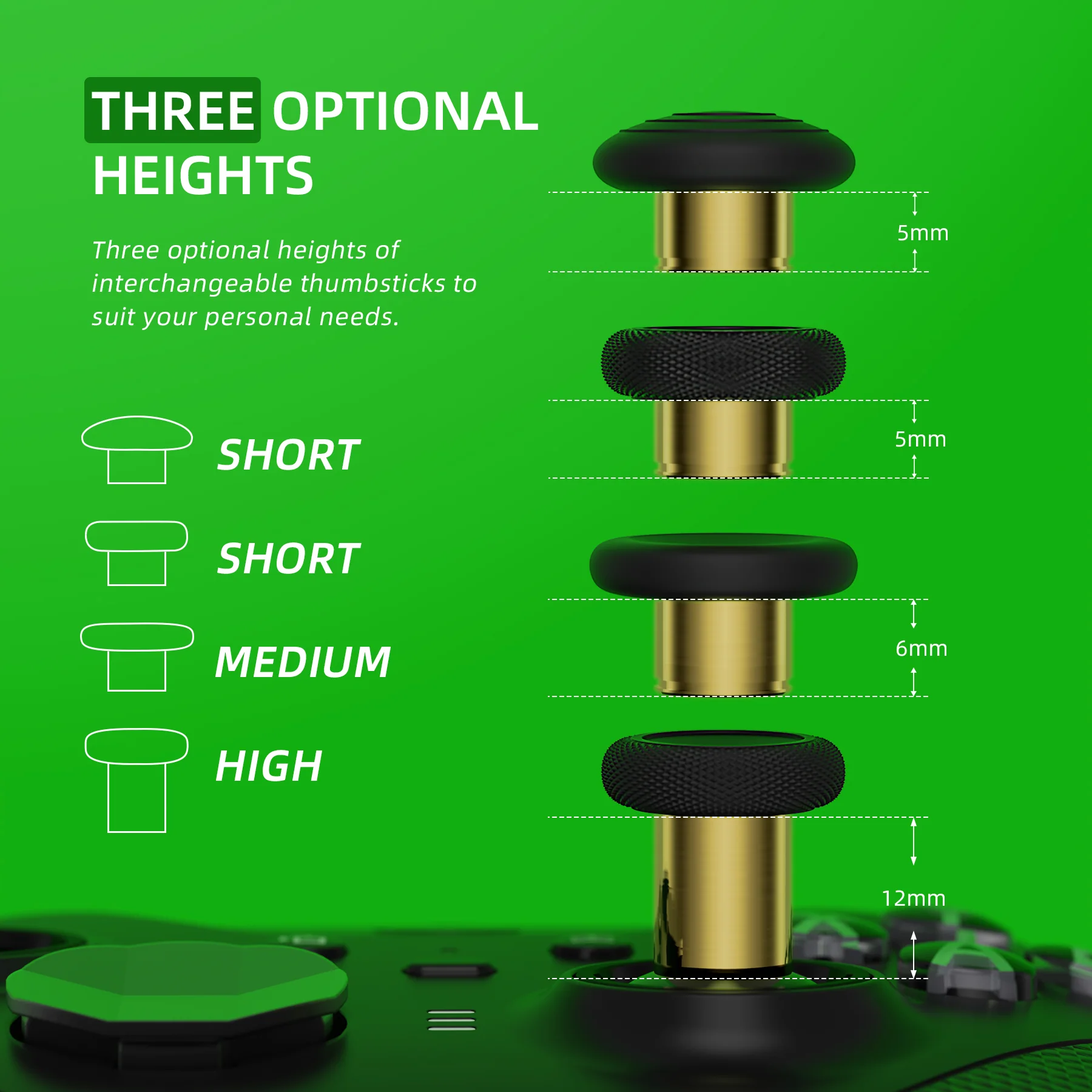 eXtremeRate 6 in 1 Metal Replacement Thumbsticks for Xbox Elite Series 2 & Elite 2 Core Controller (Model 1797) - Black & Metallic Hero Gold - Image 5