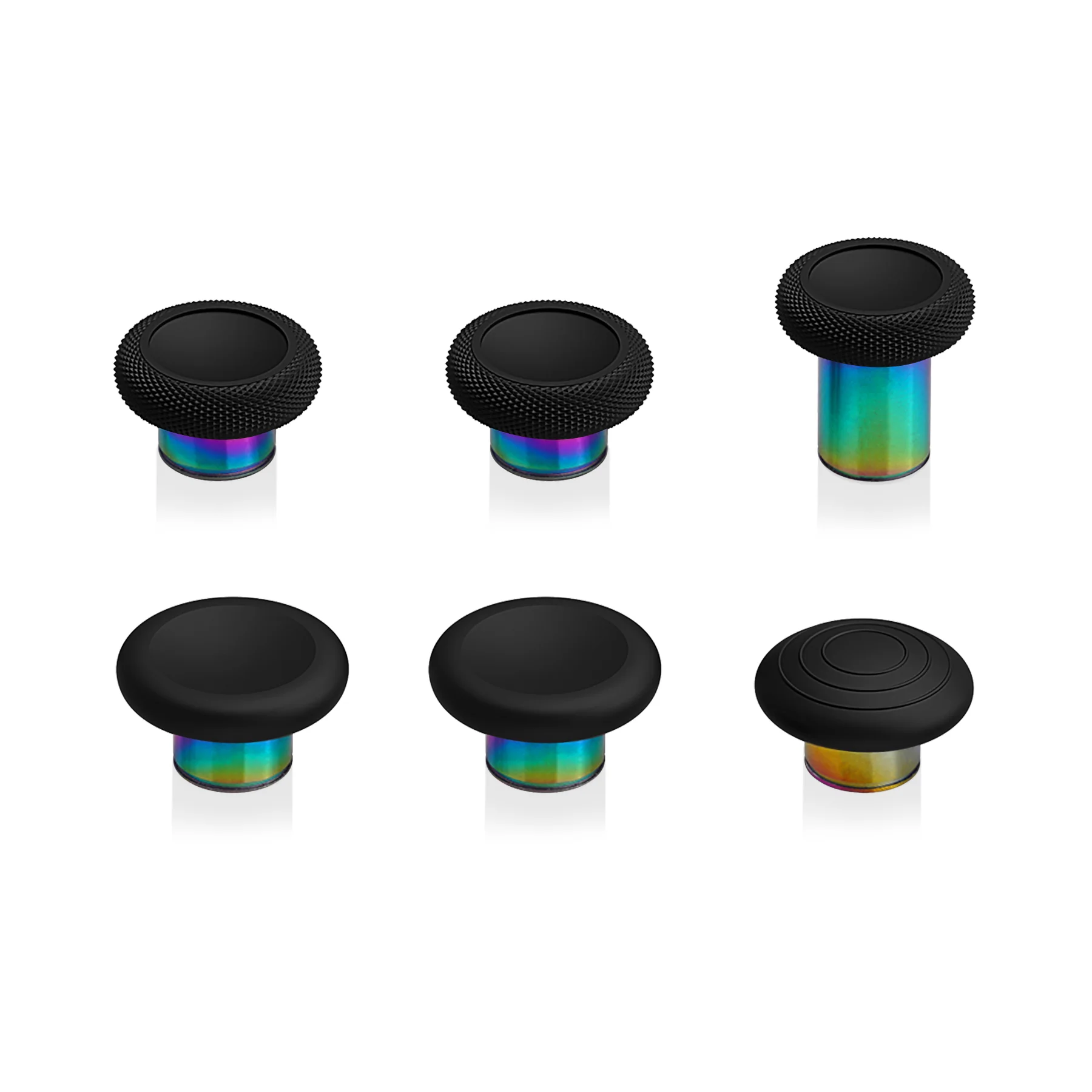 eXtremeRate 6 in 1 Metal Replacement Thumbsticks for Xbox Elite Series 2 & Elite 2 Core Controller (Model 1797) - Black & Metallic Rainbow Aura Blue & Purple - Image 2