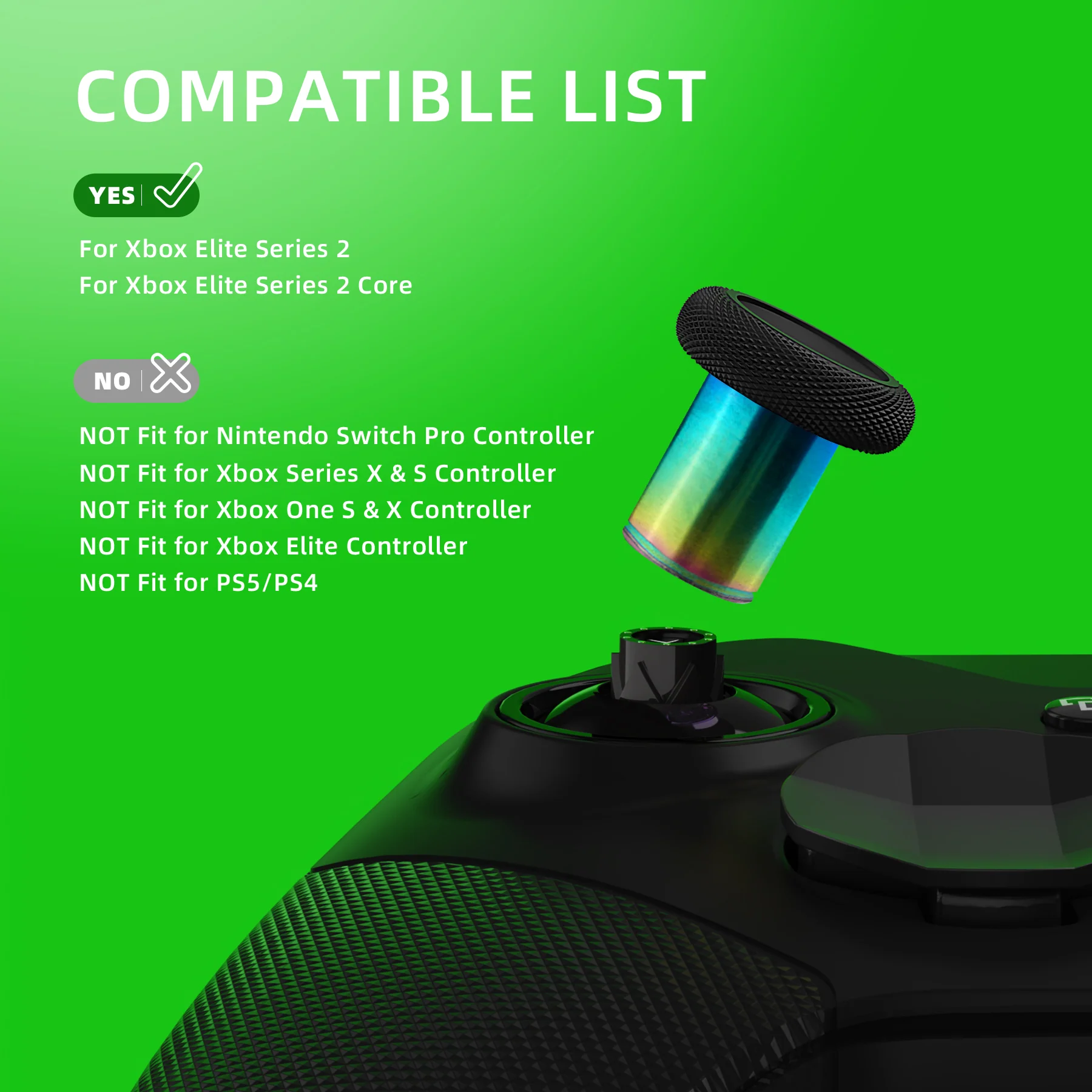 eXtremeRate 6 in 1 Metal Replacement Thumbsticks for Xbox Elite Series 2 & Elite 2 Core Controller (Model 1797) - Black & Metallic Rainbow Aura Blue & Purple - Image 4
