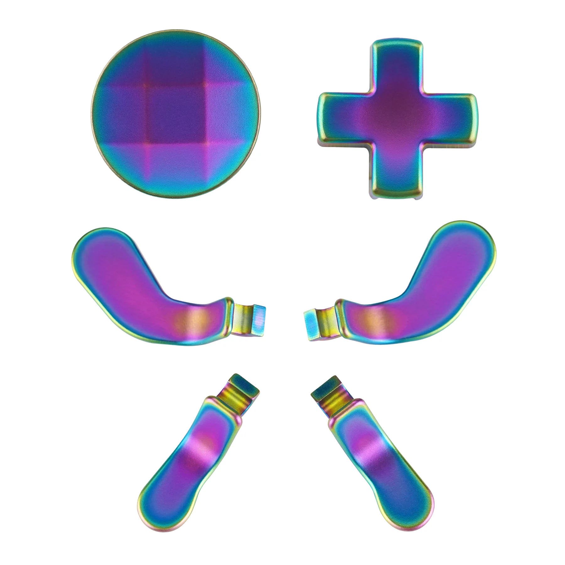 eXtremeRate 6 in 1 Replacement Metallic Magnetic Stainless Steel Back Paddles and D-Pads Kits for Xbox One Elite & Xbox Elite Series 2 & Elite 2 Core Controller - Rainbow Aura Blue & Purple - Image 2