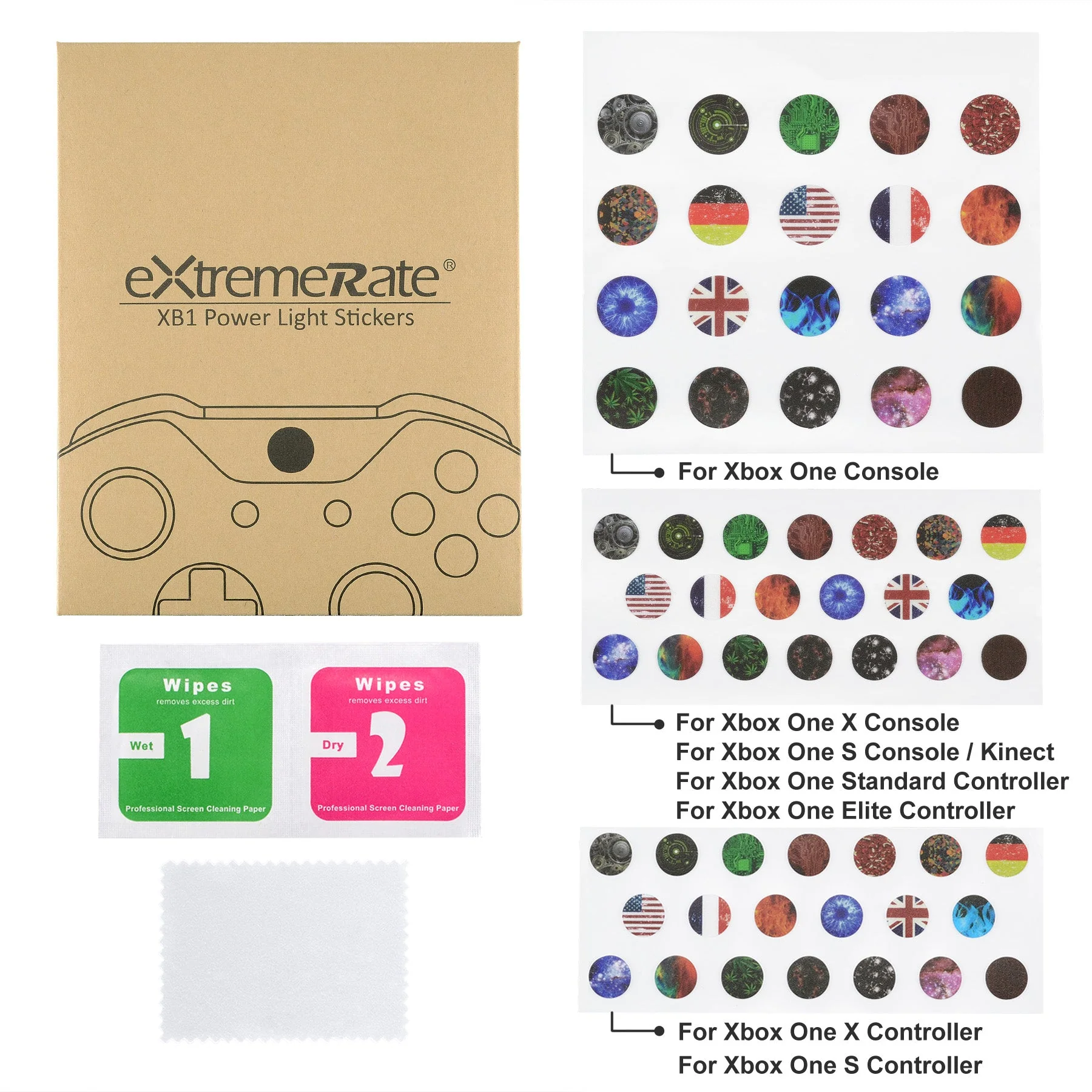 eXtremeRate Custom Home Button Power Switch Stickers Skin Cover for Xbox Series X/S & Xbox One X/S & Xbox One Console Kinect and Xbox One Elite & Xbox One S & Xbox One Controllers - 60pcs - Image 7