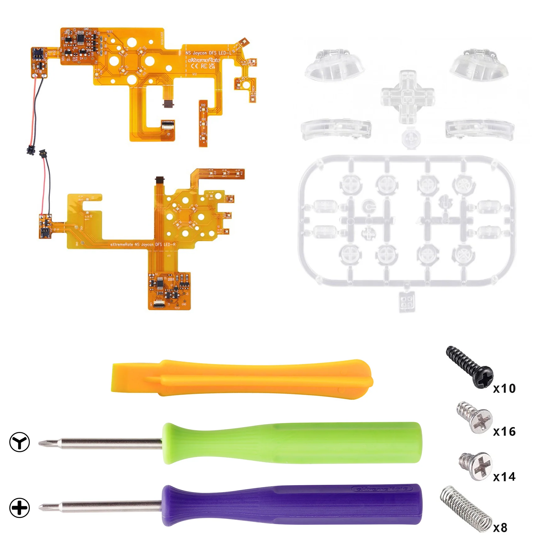 eXtremeRate Multi-Colors Luminated Buttons DFS LED Kit for NS Switch  & Switch OLED Model Joycon - Clear - Image 4