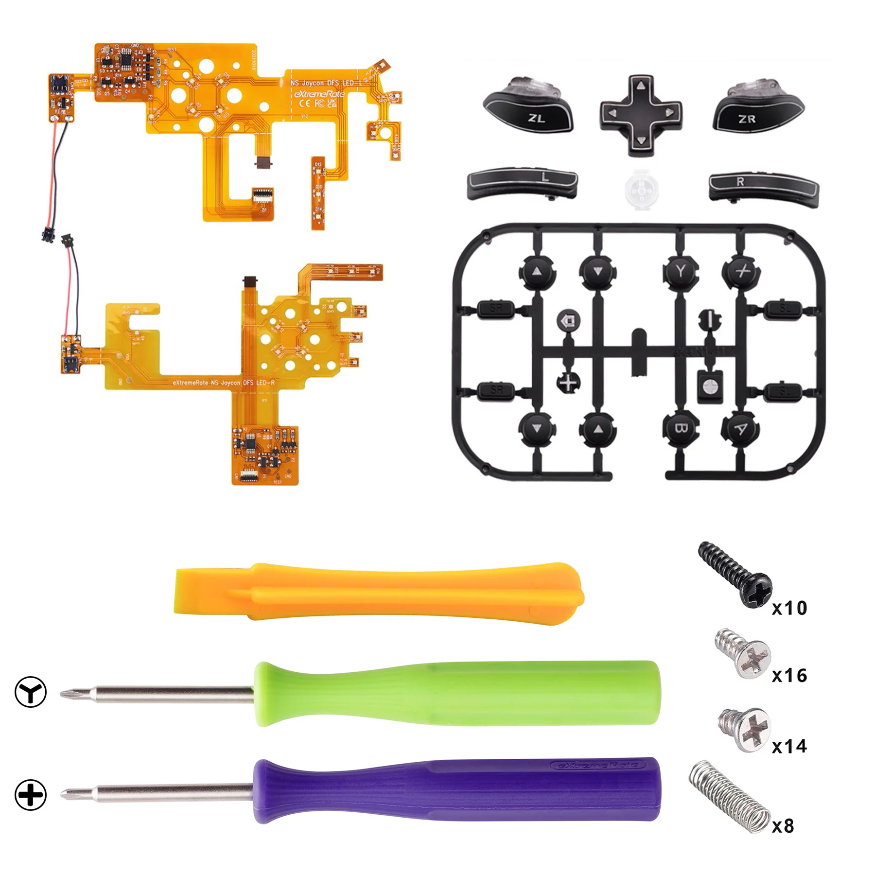 eXtremeRate Multi-Colors Luminated Buttons DFS LED Kit for NS Switch  & Switch OLED Model Joycon - Black - Image 4