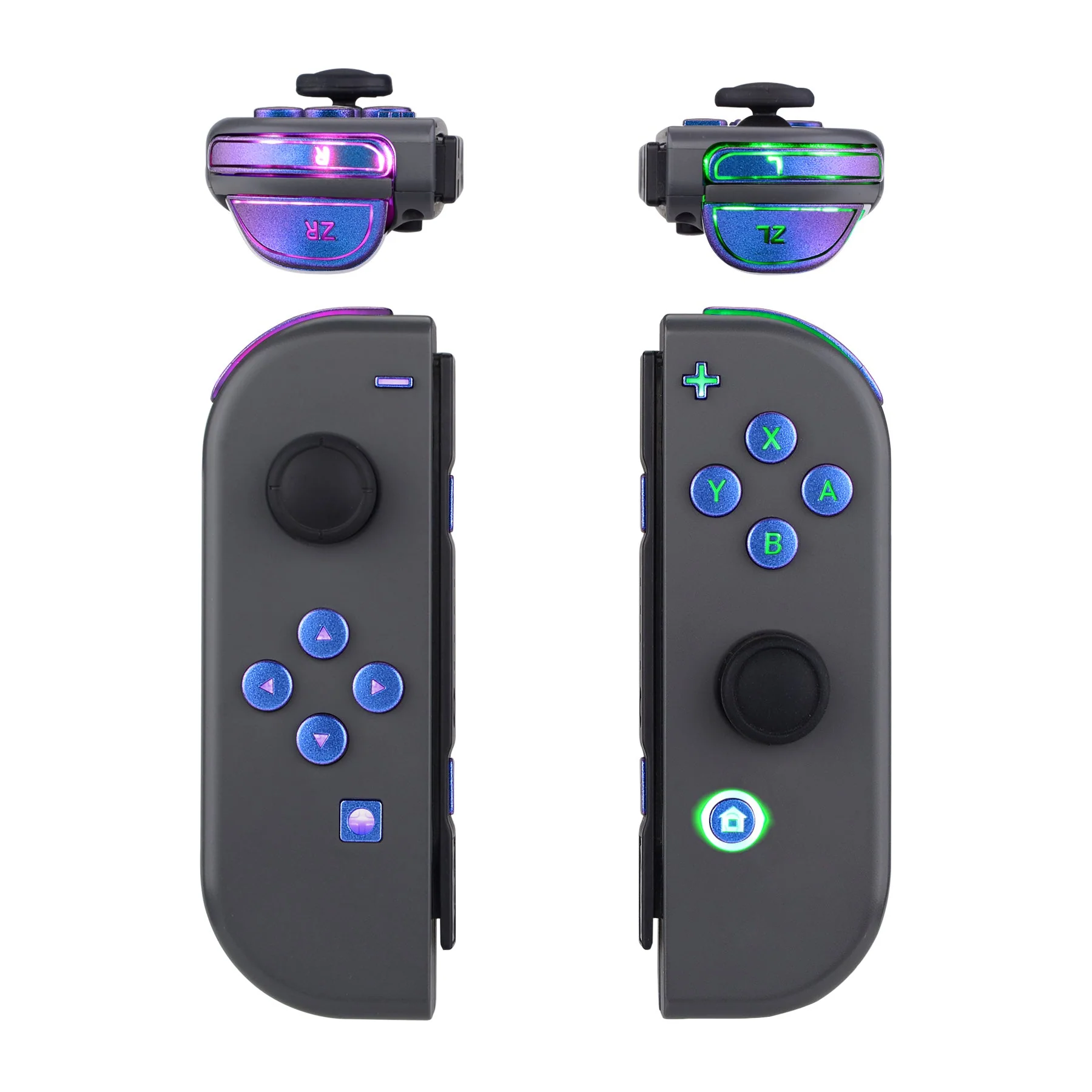 eXtremeRate Multi-Colors Luminated Buttons DFS LED Kit for NS Switch  & Switch OLED Model Joycon - Chameleon Purple Blue - Image 2