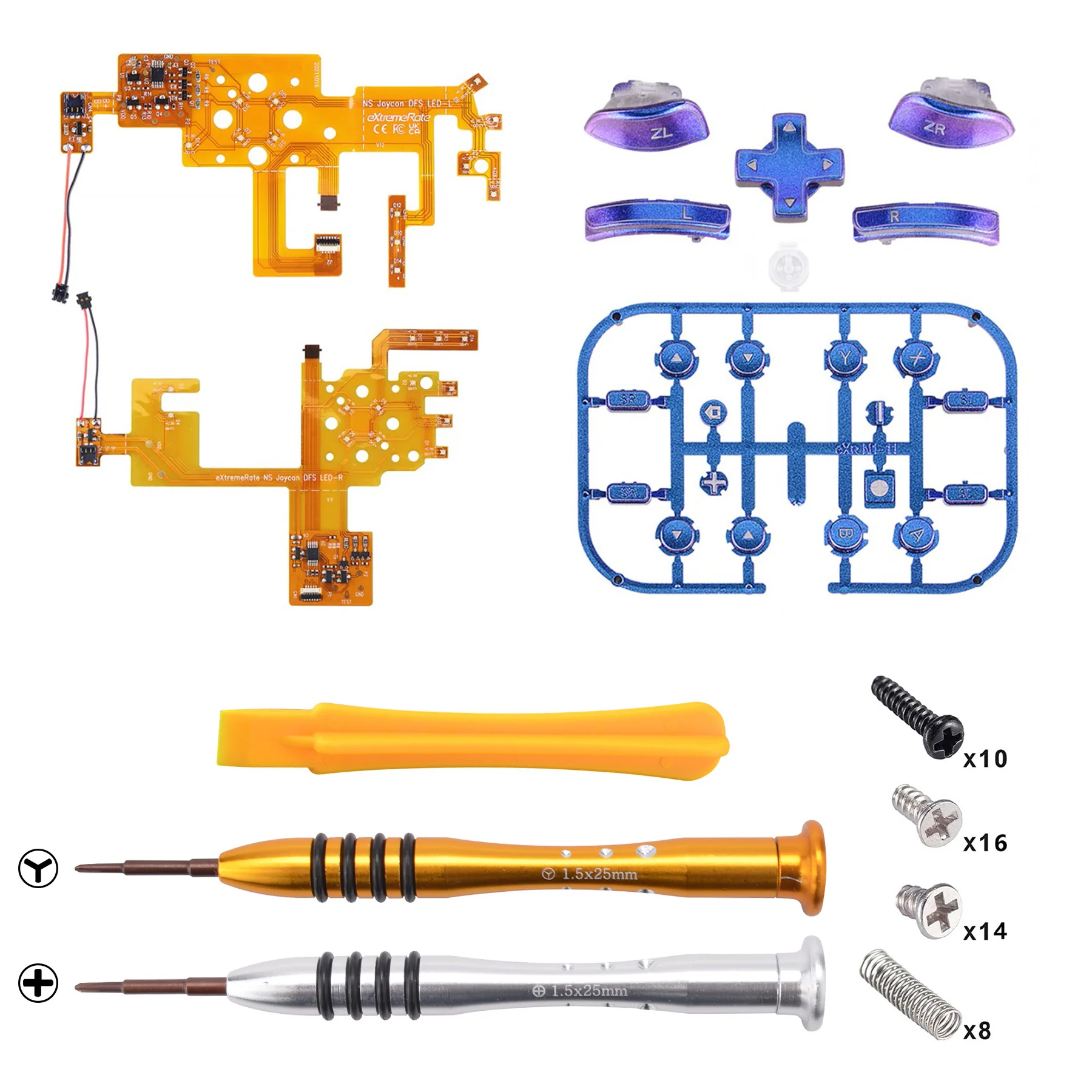 eXtremeRate Multi-Colors Luminated Buttons DFS LED Kit for NS Switch  & Switch OLED Model Joycon - Chameleon Purple Blue - Image 4