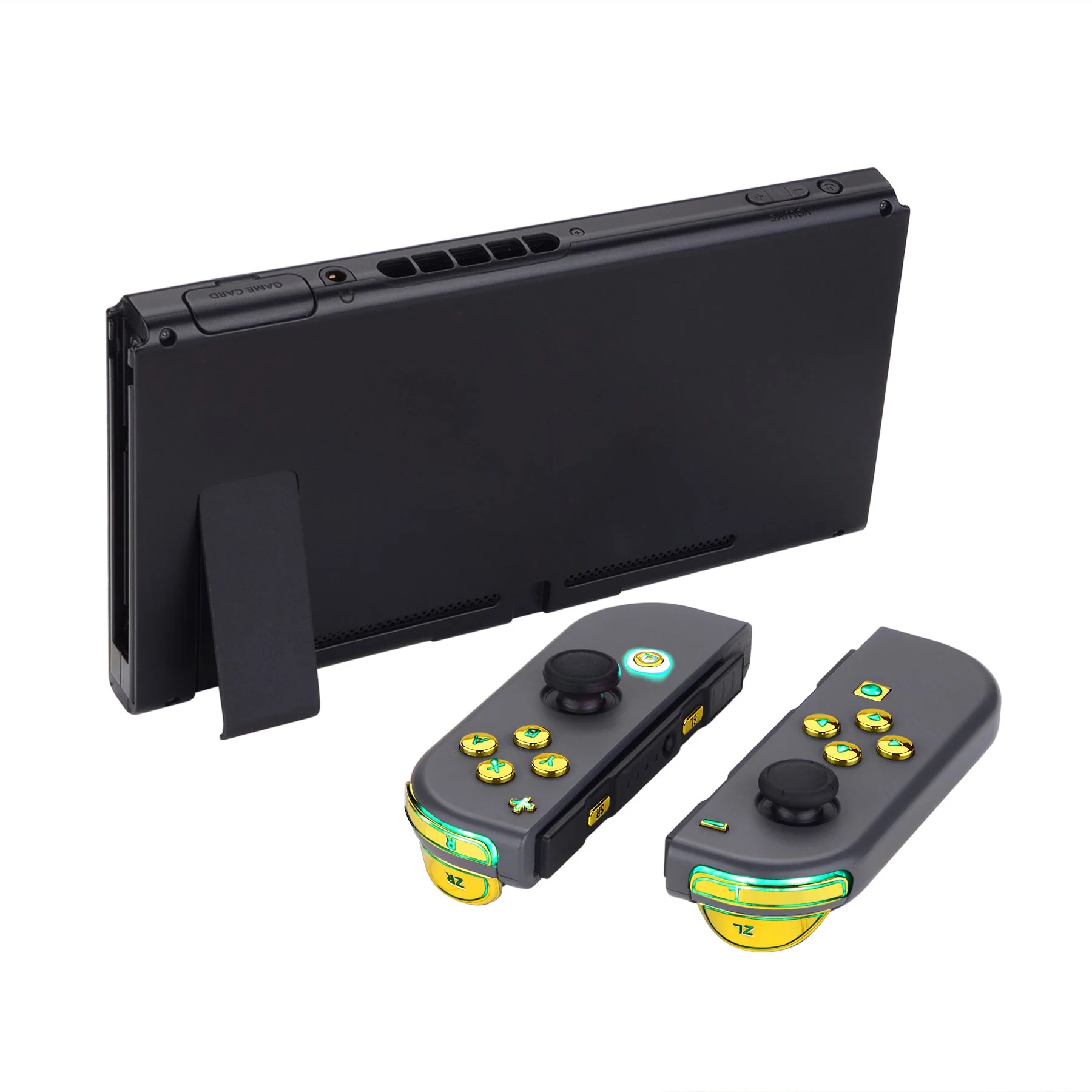 eXtremeRate Multi-Colors Luminated Buttons DFS LED Kit for NS Switch  & Switch OLED Model Joycon - Chrome Gold - Image 6