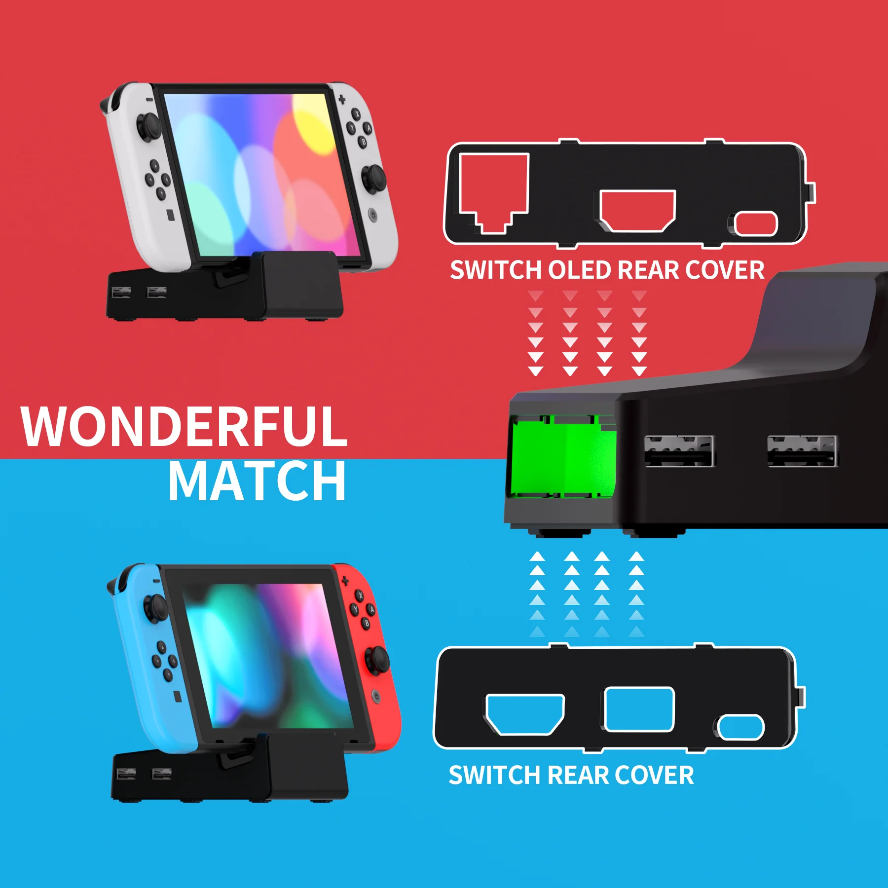 eXtremeRate AiryDocky DIY Kit Replacement Shell Case for Nintendo Switch Dock - Black - Image 4
