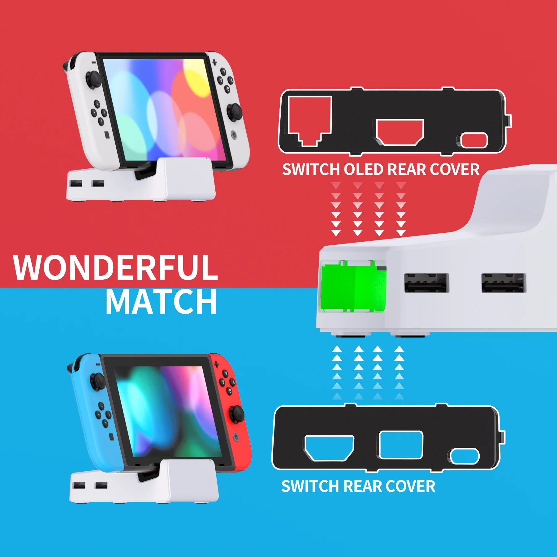 eXtremeRate AiryDocky DIY Kit Replacement Shell Case for Nintendo Switch Dock - White - Image 4