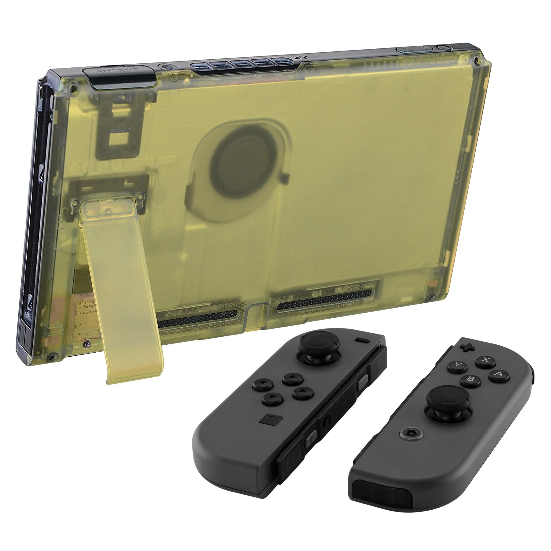 eXtremeRate Replacement Back Plate with Kickstand for Nintendo Switch Console - Amber Yellow - Image 4