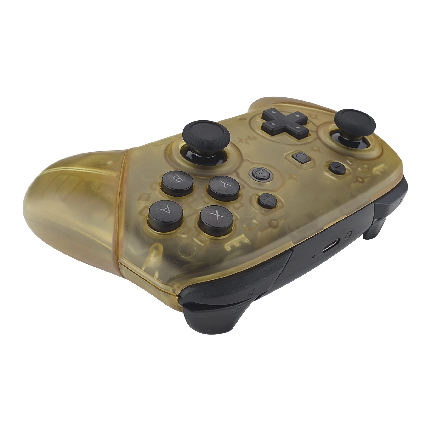 eXtremeRate Replacement Full Set Shell Faceplate Backplate Handles for Nintendo Switch Pro - Amber Yellow - Image 5