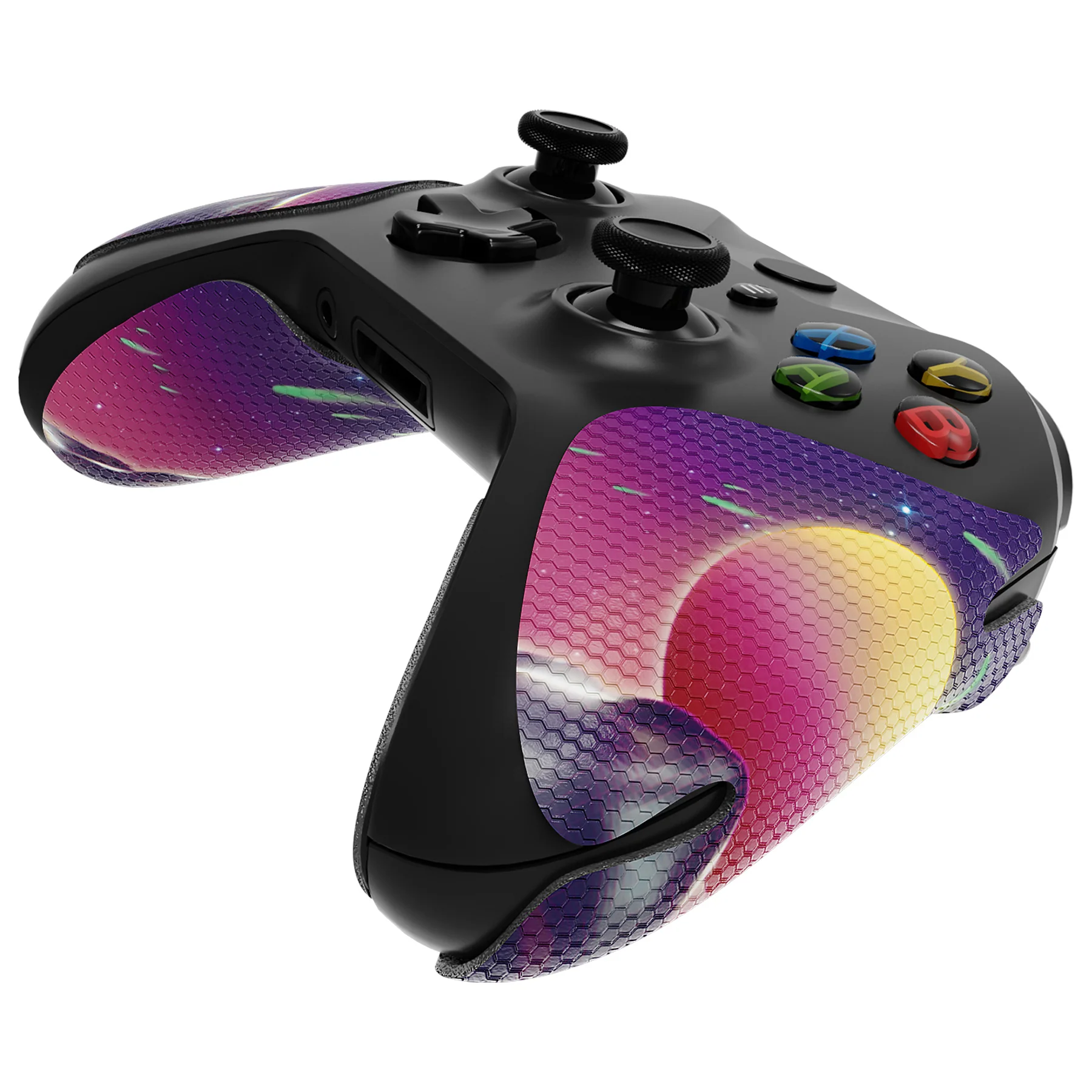 eXtremeRate Anti-Skid Sweat-Absorbent Textured Handle Grips for Xbox One & Xbox One X/S Controller - The Cyber Moon - Image 4