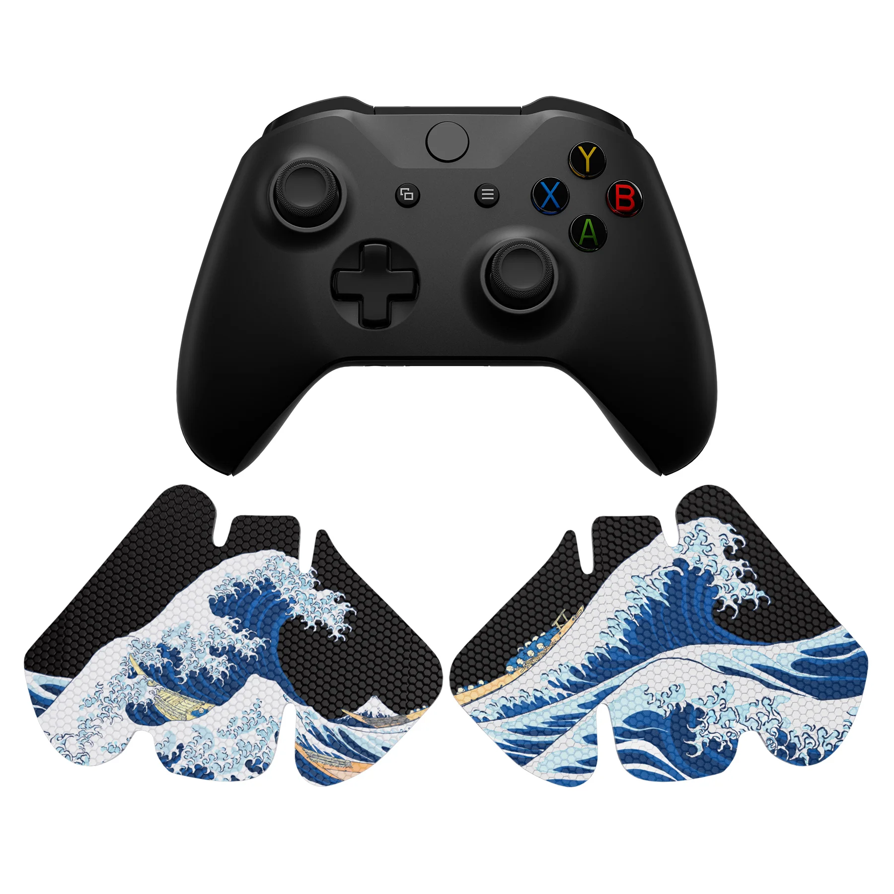 eXtremeRate Anti-Skid Sweat-Absorbent Textured Handle Grips for Xbox One & Xbox One X/S Controller - The Great Wave Off Kanagawa - Image 2