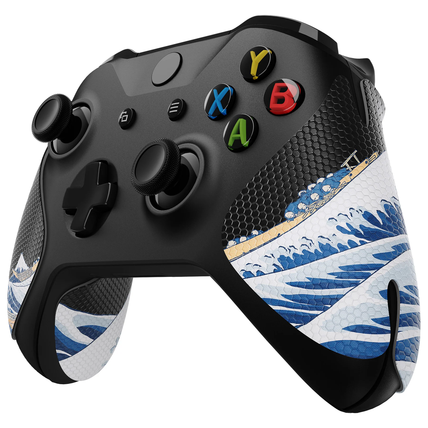eXtremeRate Anti-Skid Sweat-Absorbent Textured Handle Grips for Xbox One & Xbox One X/S Controller - The Great Wave Off Kanagawa - Image 4