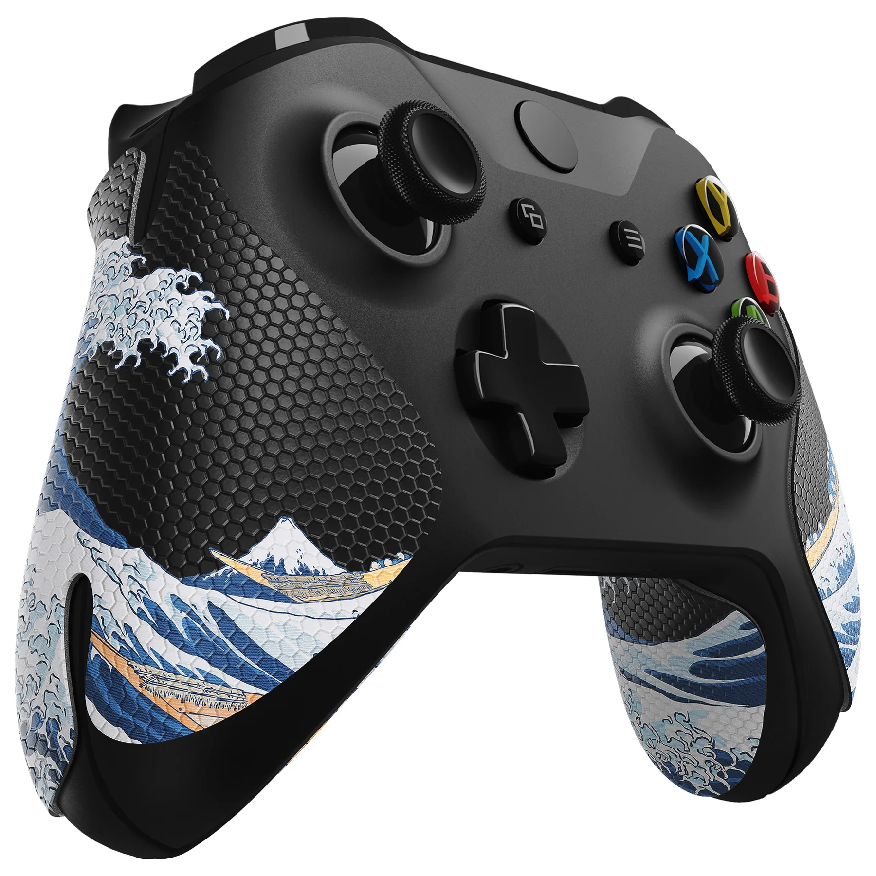 eXtremeRate Anti-Skid Sweat-Absorbent Textured Handle Grips for Xbox One & Xbox One X/S Controller - The Great Wave Off Kanagawa - Image 5