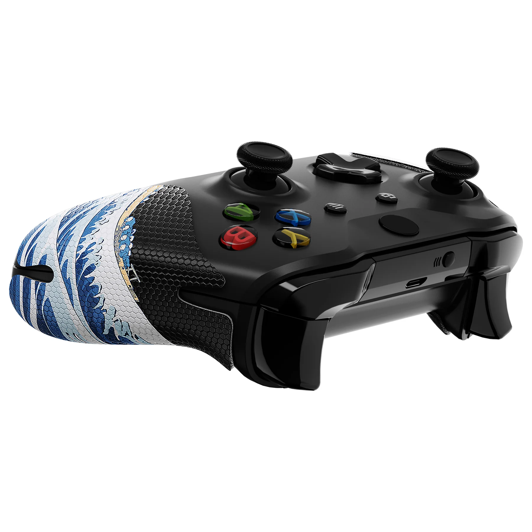 eXtremeRate Anti-Skid Sweat-Absorbent Textured Handle Grips for Xbox One & Xbox One X/S Controller - The Great Wave Off Kanagawa - Image 9