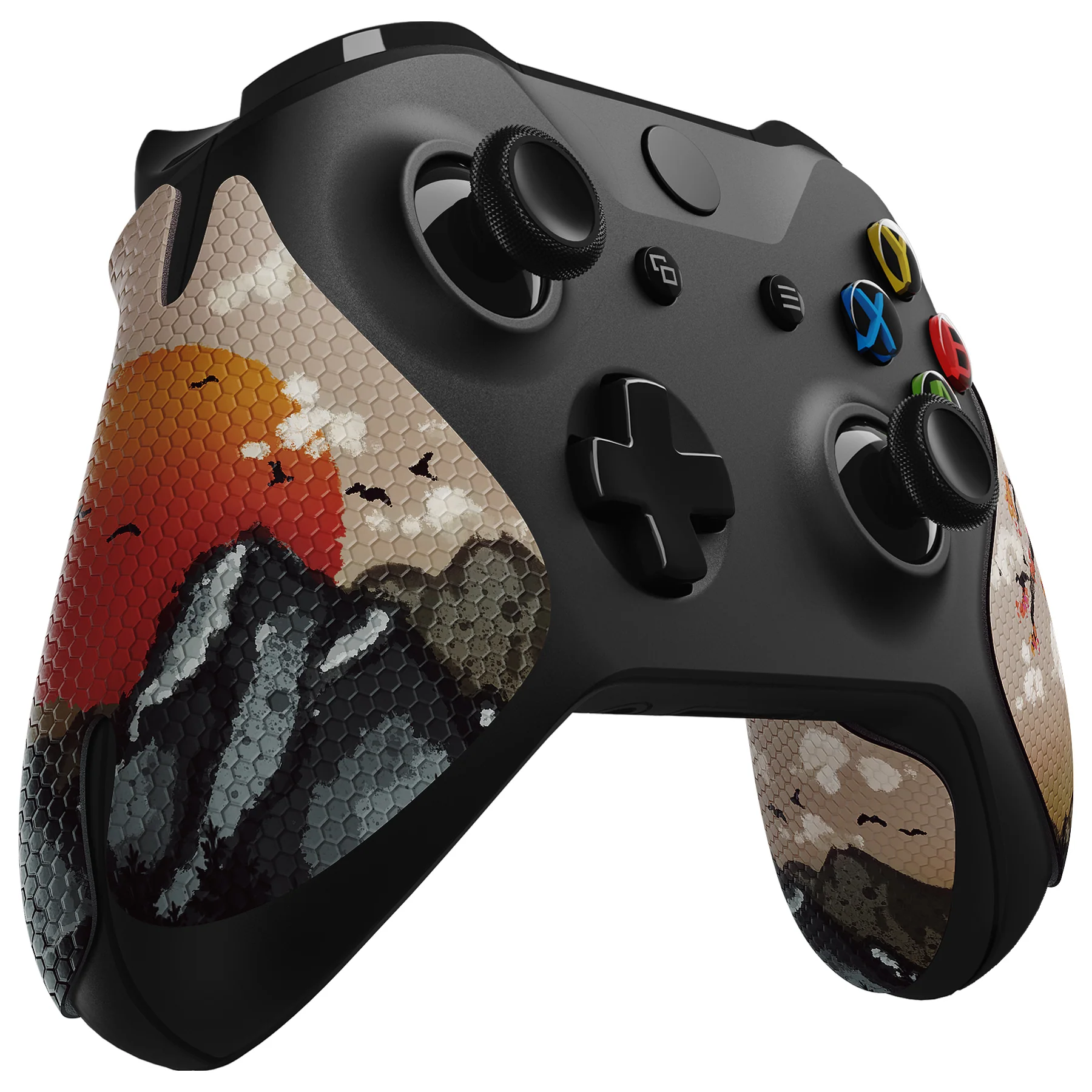 eXtremeRate Anti-Skid Sweat-Absorbent Textured Handle Grips for Xbox One & Xbox One X/S Controller - View of Rising Sun - Image 5