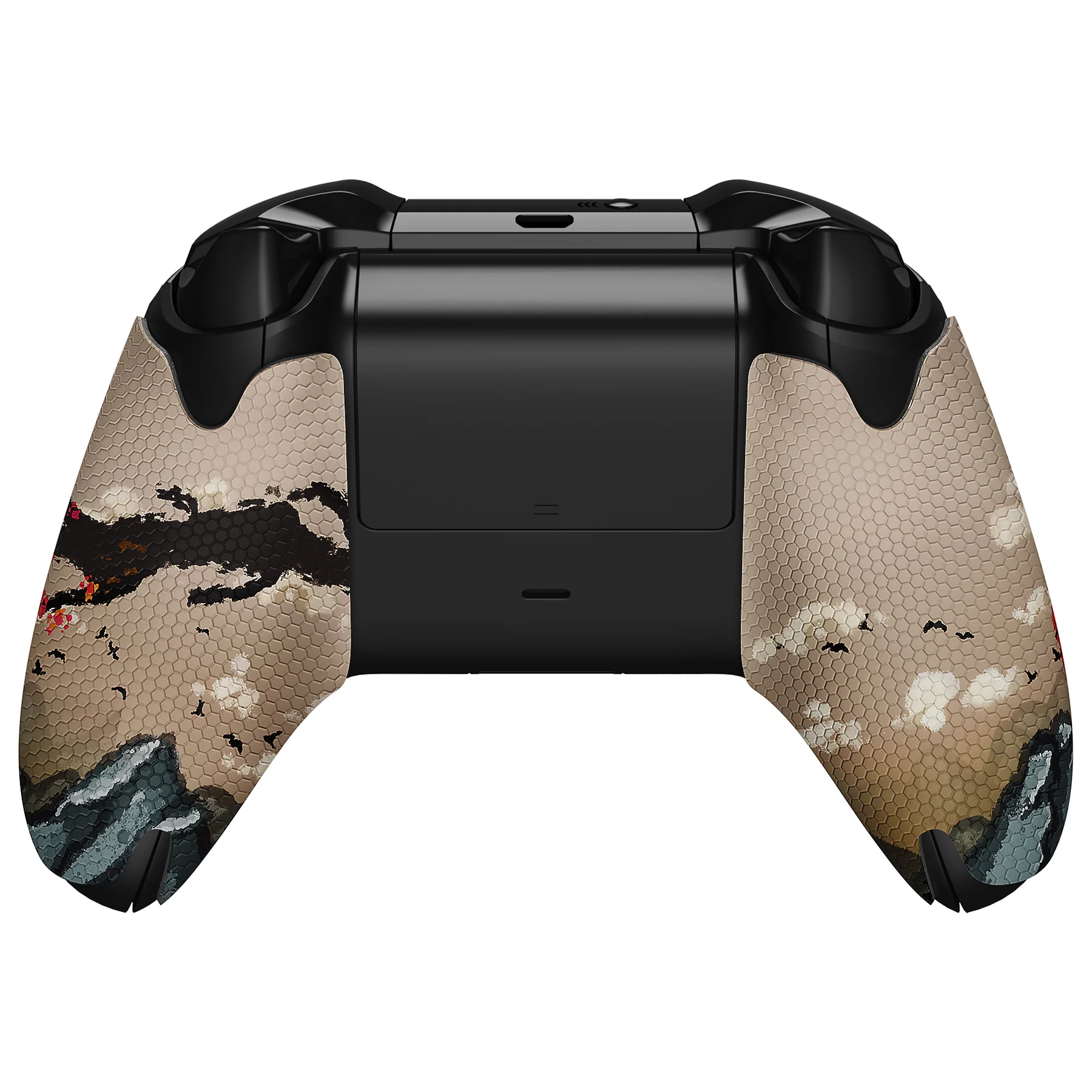eXtremeRate Anti-Skid Sweat-Absorbent Textured Handle Grips for Xbox One & Xbox One X/S Controller - View of Rising Sun - Image 6