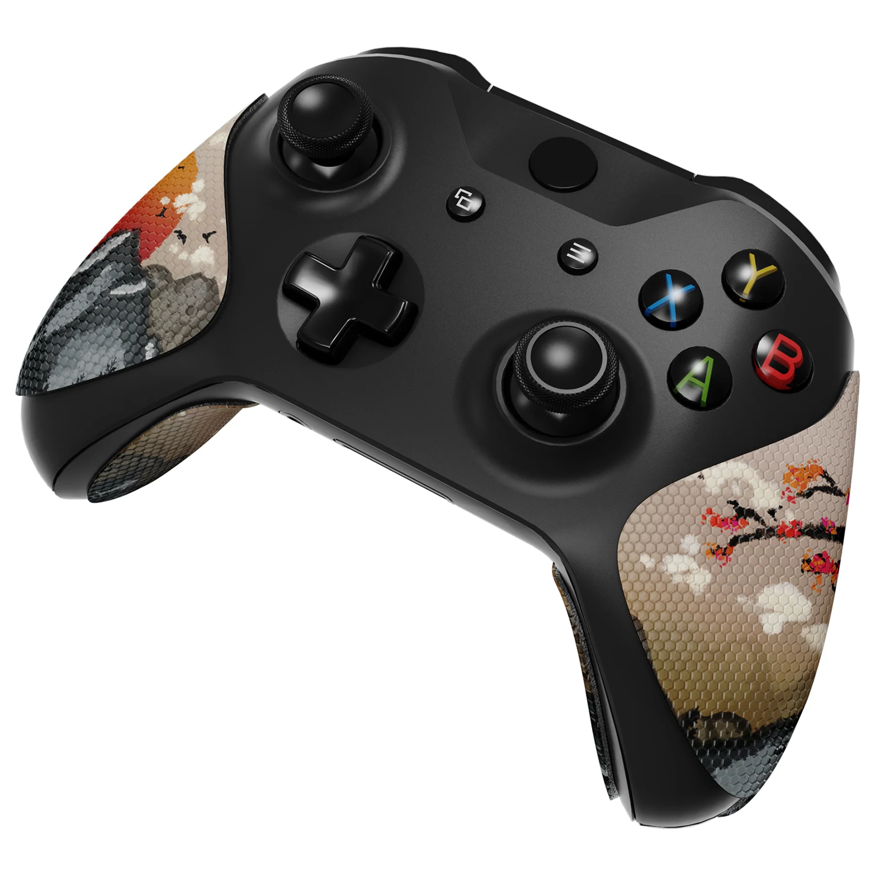 eXtremeRate Anti-Skid Sweat-Absorbent Textured Handle Grips for Xbox One & Xbox One X/S Controller - View of Rising Sun - Image 7