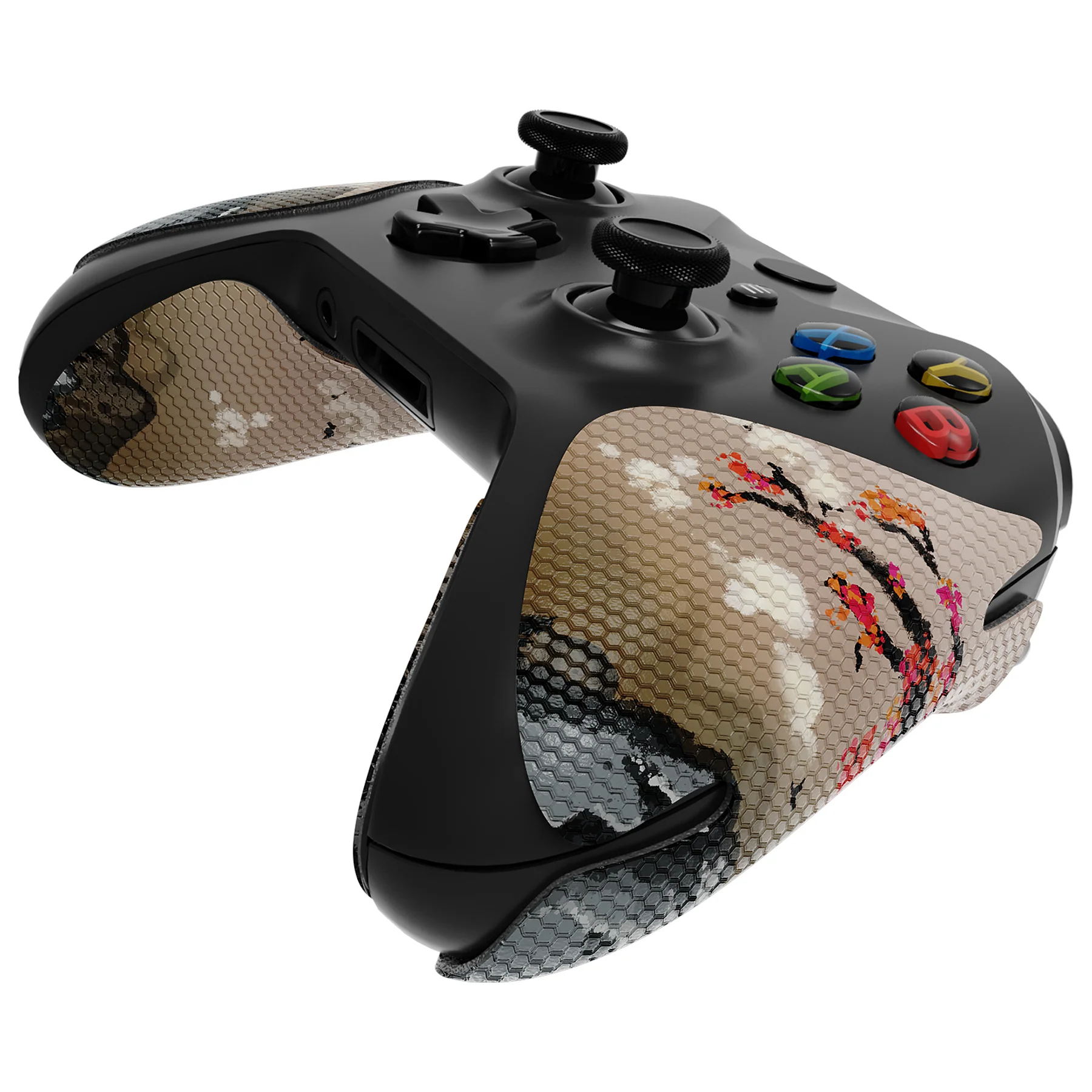 eXtremeRate Anti-Skid Sweat-Absorbent Textured Handle Grips for Xbox One & Xbox One X/S Controller - View of Rising Sun - Image 8