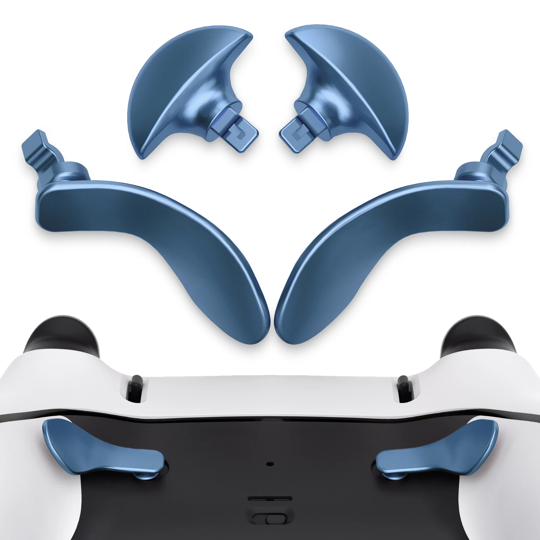 eXtremeRate Replacement Interchangeable 4PCS Metal Back Paddles for PS5 Edge Controller - Metallic Neptune Blue - Image 2