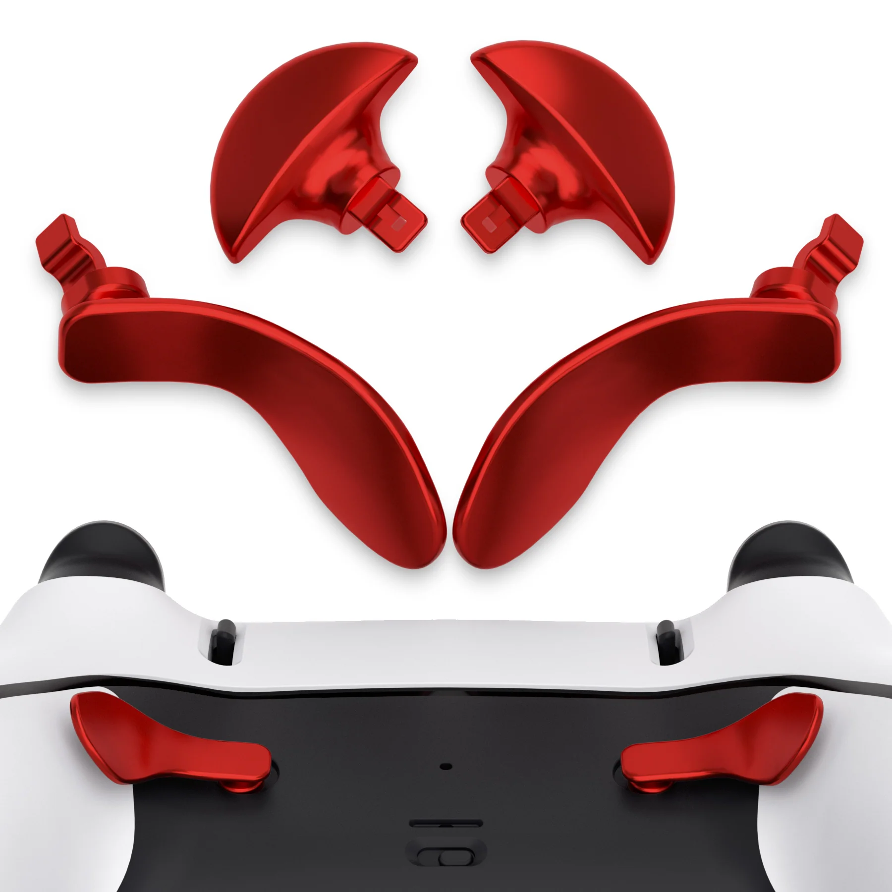 eXtremeRate Replacement Interchangeable 4PCS Metal Back Paddles for PS5 Edge Controller - Metallic Scarlet Red - Image 2