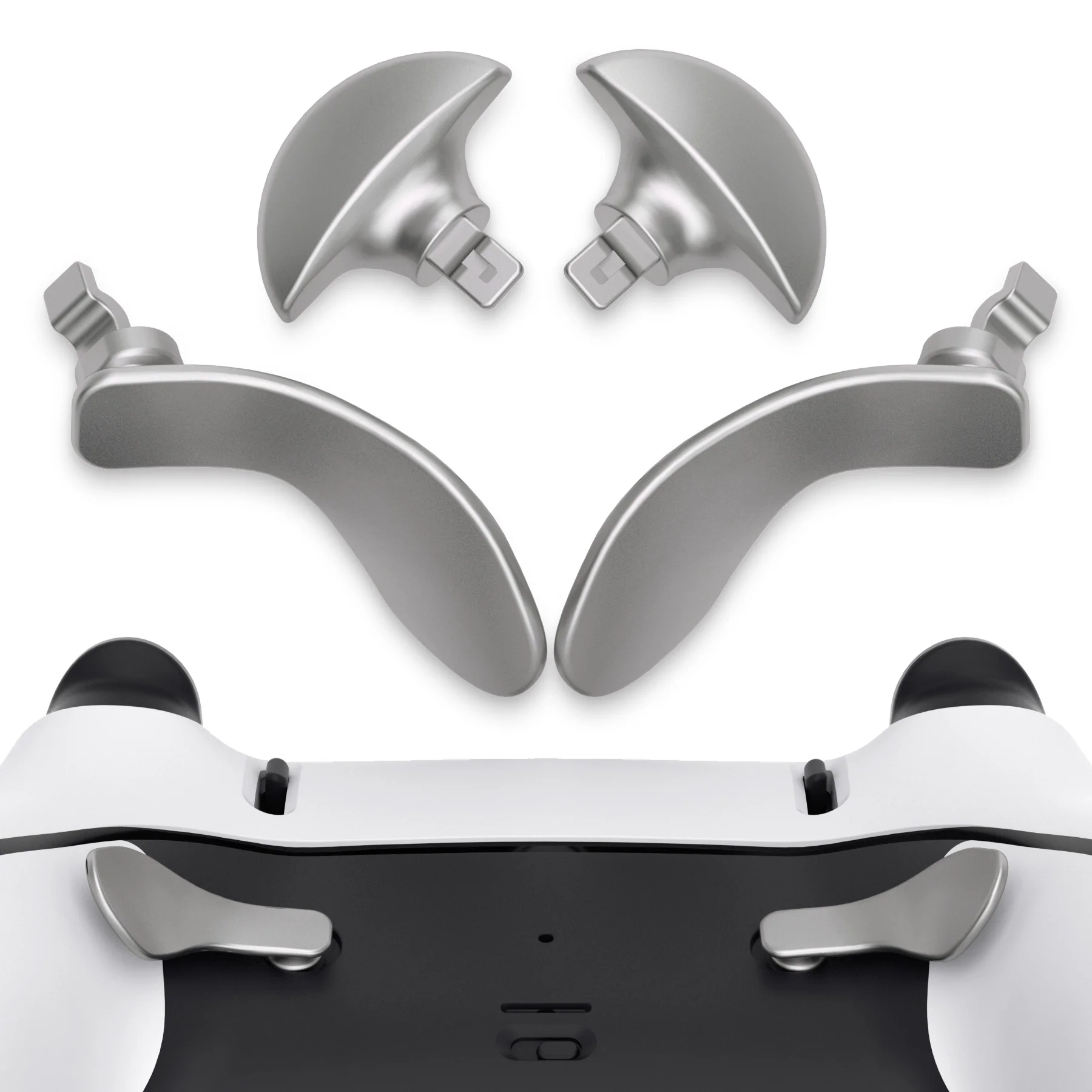 eXtremeRate Replacement Interchangeable 4PCS Metal Back Paddles for PS5 Edge Controller - Metallic Silver - Image 2