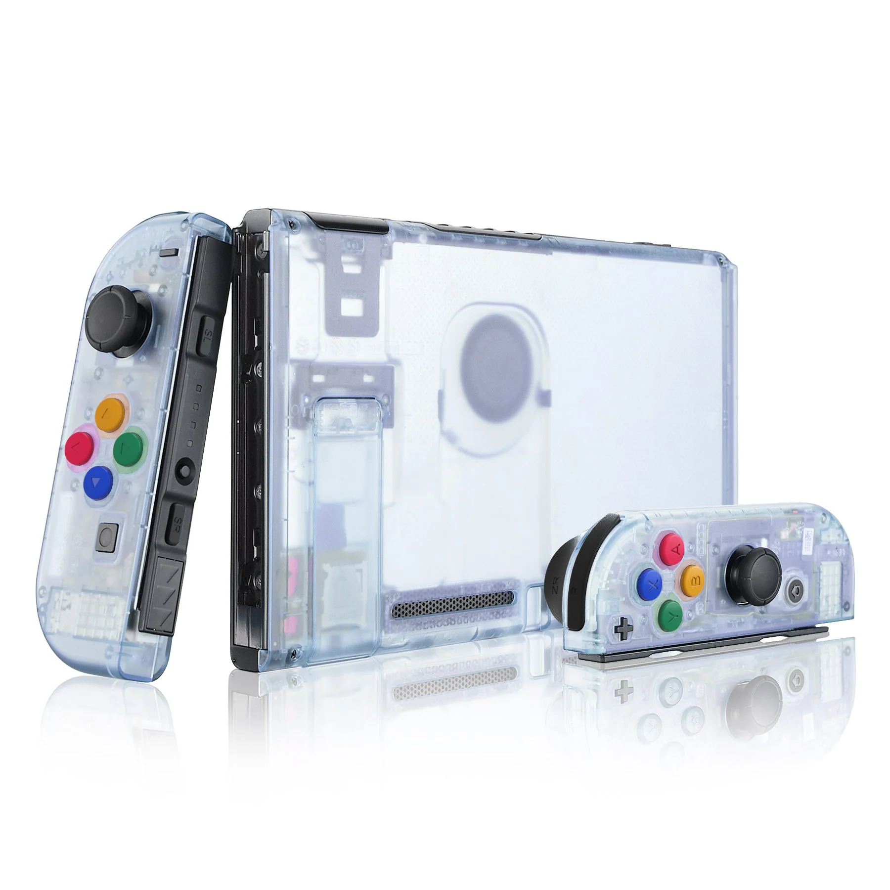 eXtremeRate Replacement Full Set Shells with Buttons for Nintendo Switch - Clear Glacier Blue - Image 3