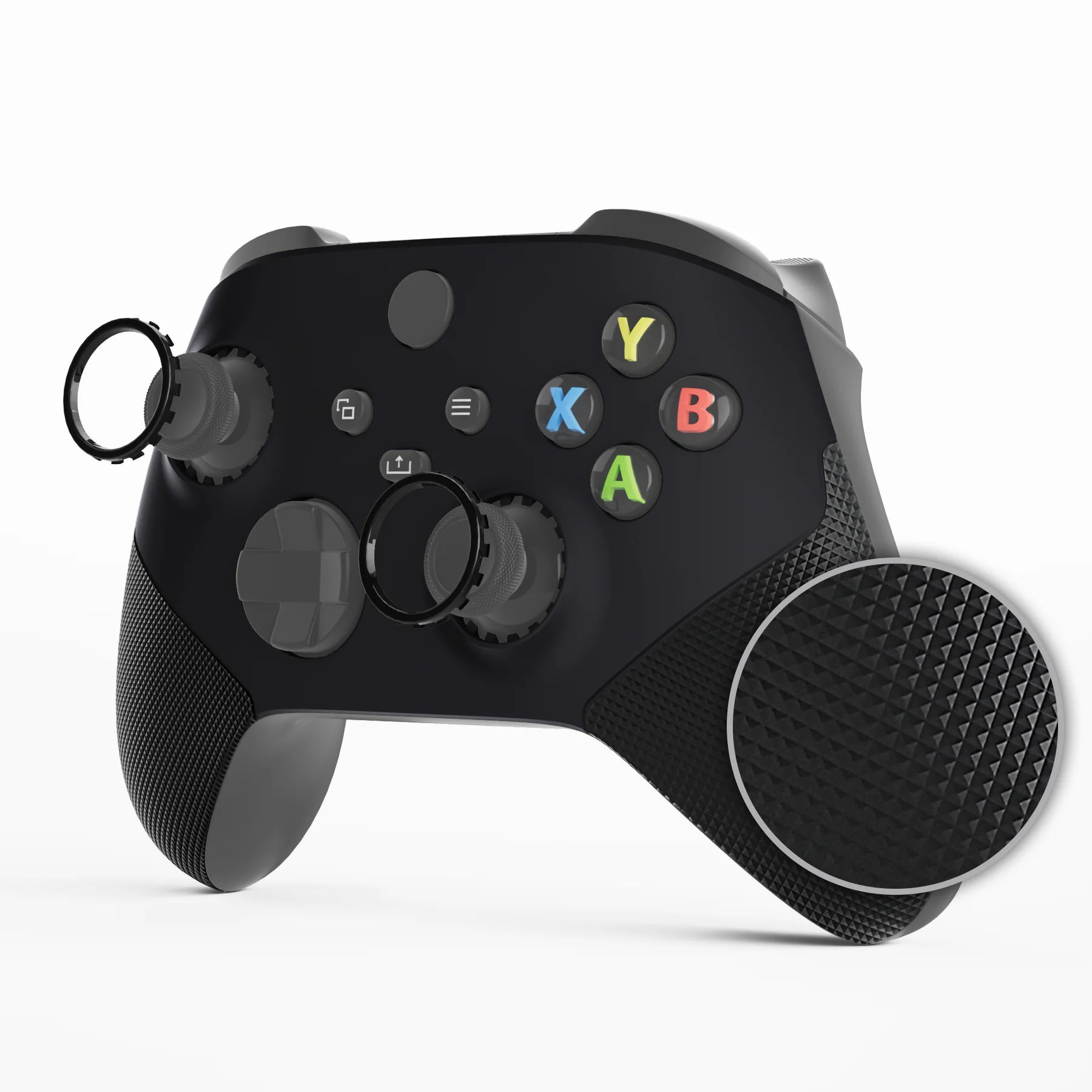 eXtremeRate ASR Version Performance Rubberized Grip Front Housing Shell with Accent Rings for Xbox Series X & S Controller - Black - Image 4