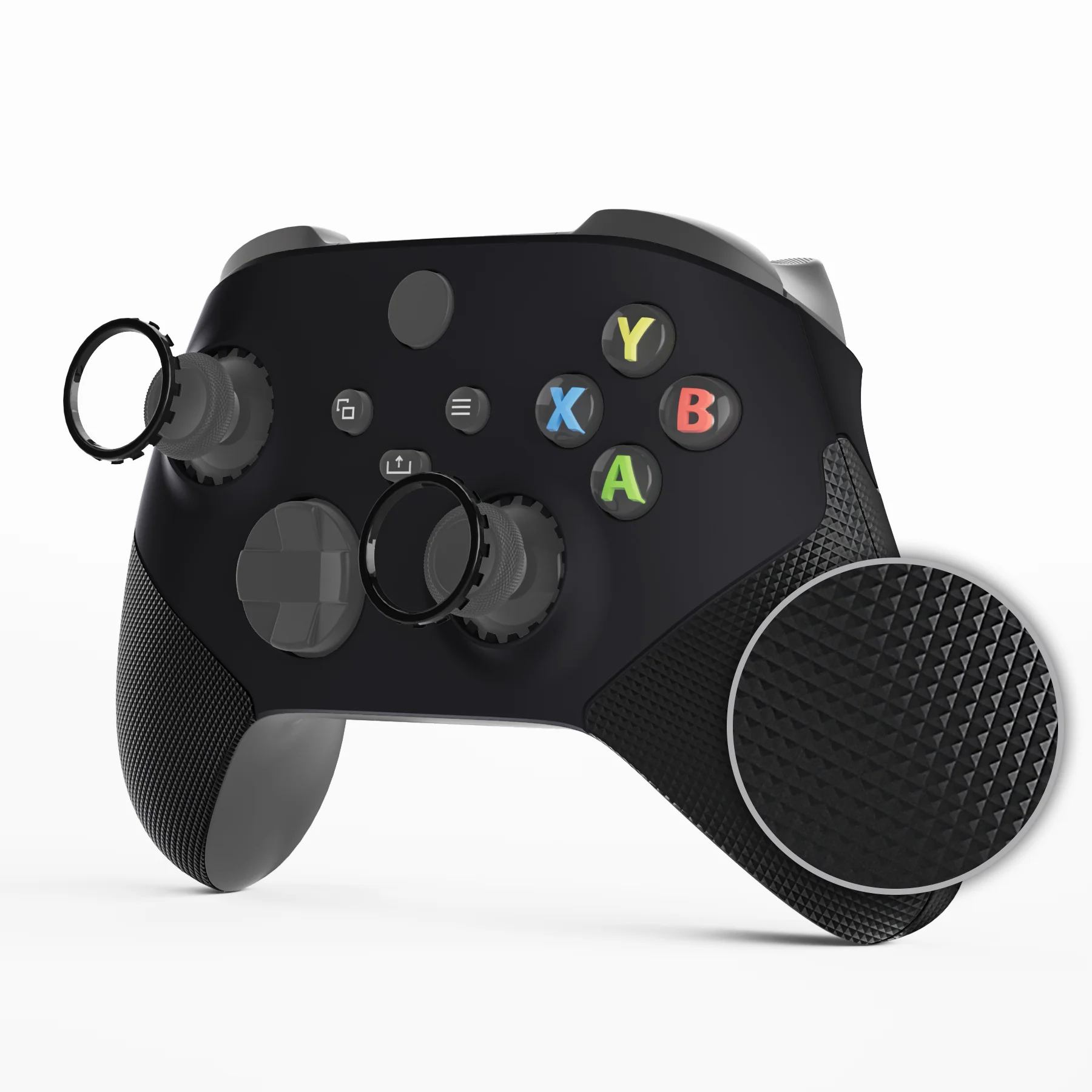 eXtremeRate ASR Version Performance Rubberized Side Rails Front Housing Shells with Accent Rings for Xbox Series X & S Controller - Black - Image 4