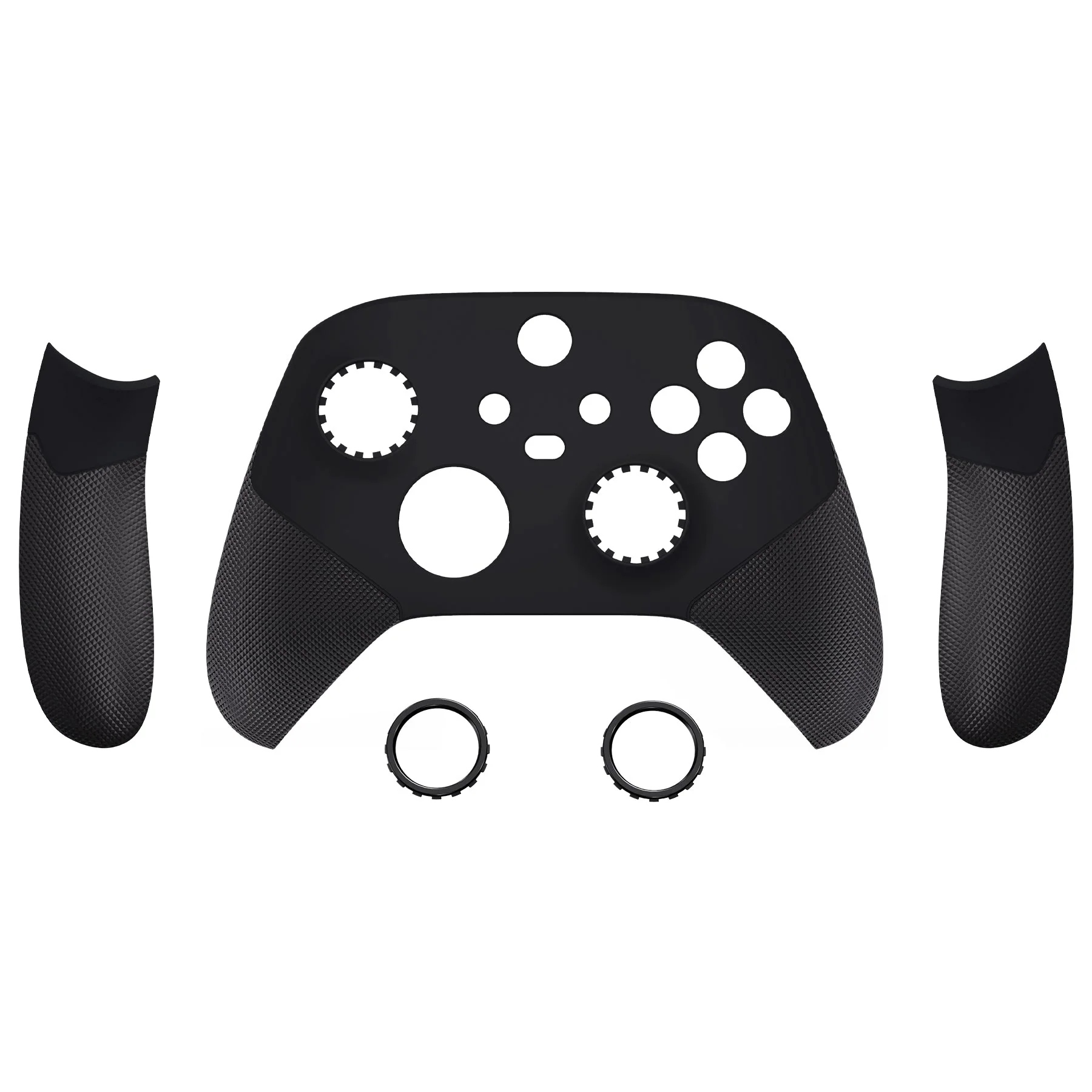 eXtremeRate ASR Version Performance Rubberized Side Rails Front Housing Shells with Accent Rings for Xbox Series X & S Controller - Black - Image 7