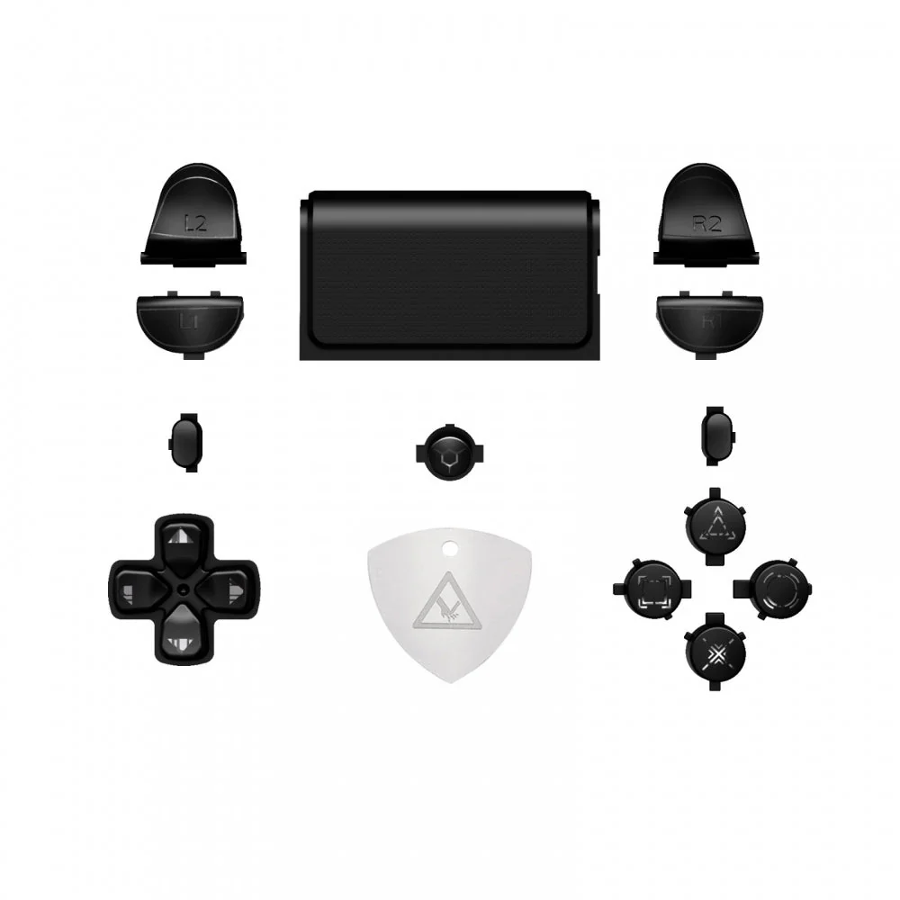 eXtremeRate Replacement Full Set Buttons with Classical Symbols for PS4 Slim Pro CUH-ZCT2 Controller, Compatible with eXtremeRate DTFS LED Kit - Black - Image 2