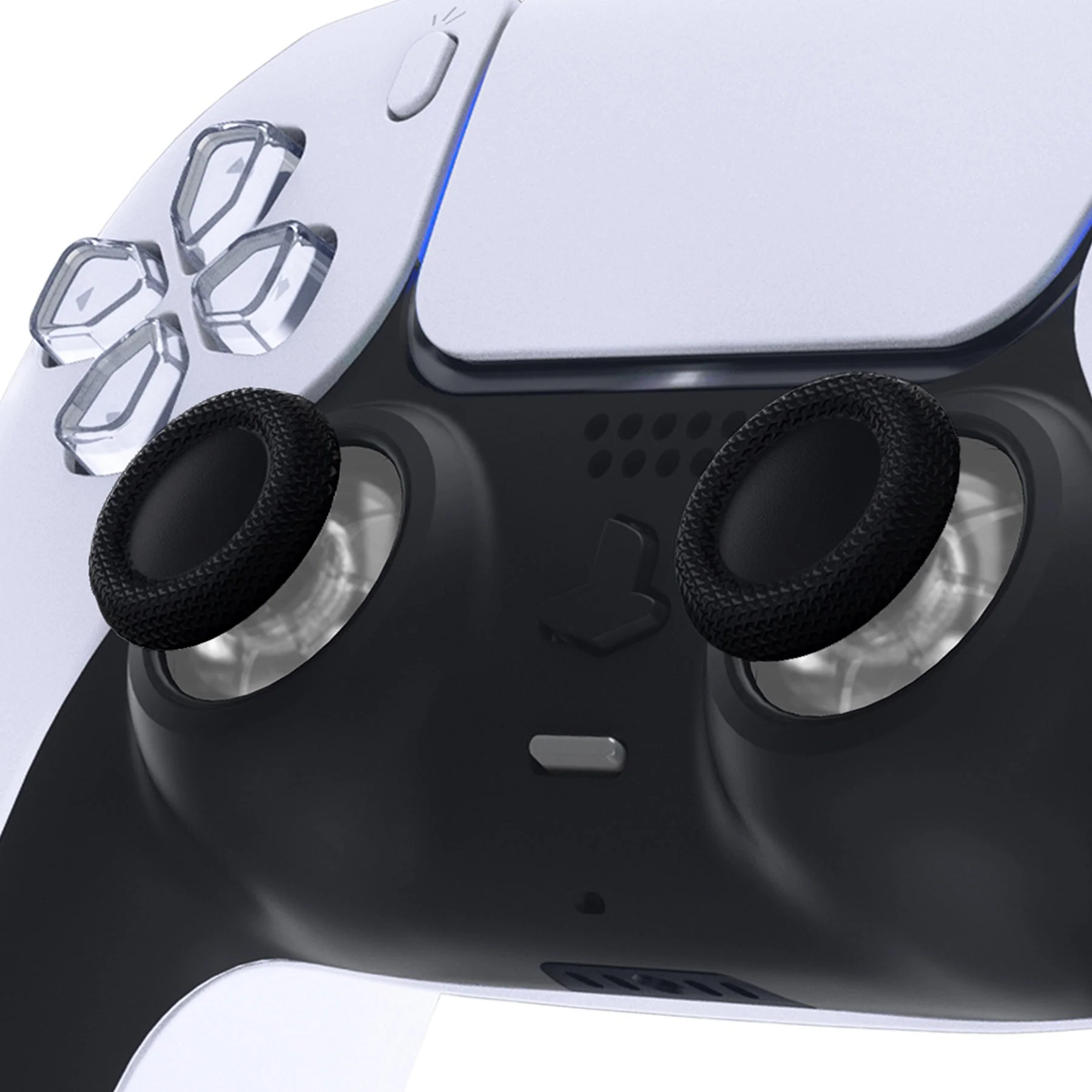 eXtremeRate Replacement Dual-Color Thumbsticks Analog Stick Joystick Compatible with PS5 & PS4 All Model Controller - Black & Clear - Image 2