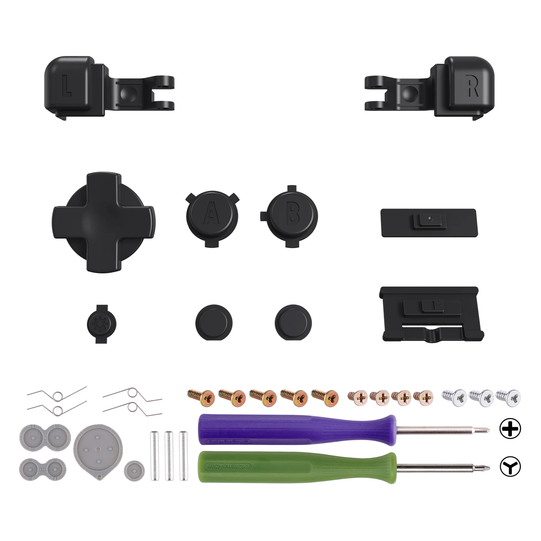 eXtremeRate Custom Replacement Full Set Buttons for Gameboy Advance SP GBA SP Console - Black - Image 2