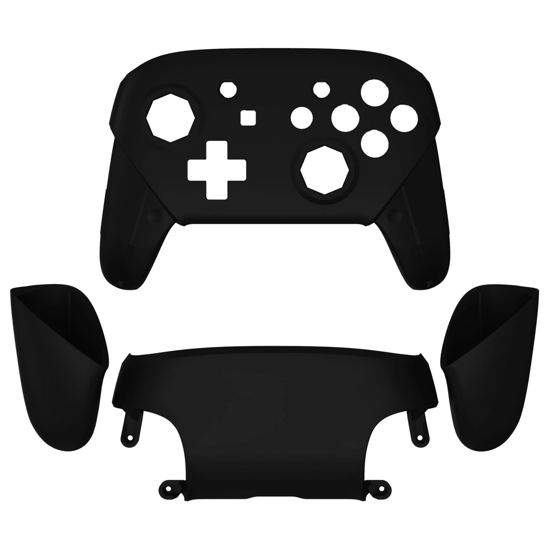 eXtremeRate Octagonal Gated Sticks Design Replacement Full Set Shell Faceplate Backplate Handles for Nintendo Switch Pro - Black - Image 3