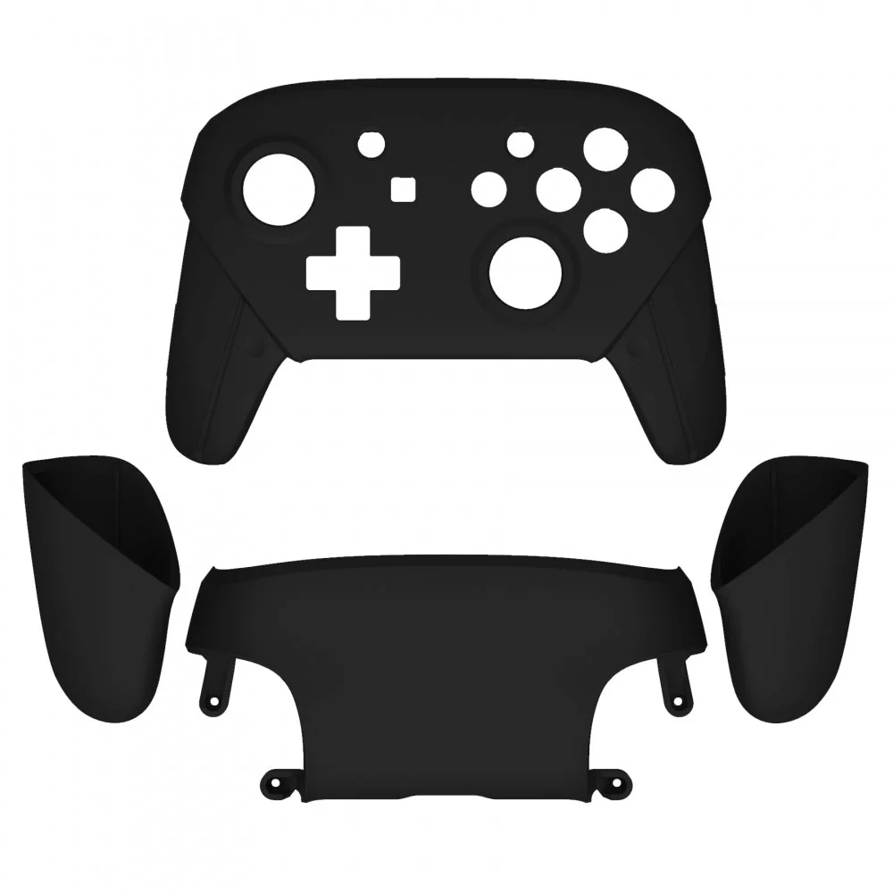 eXtremeRate Replacement Full Set Shell Faceplate Backplate Handles for Nintendo Switch Pro - Black - Image 2