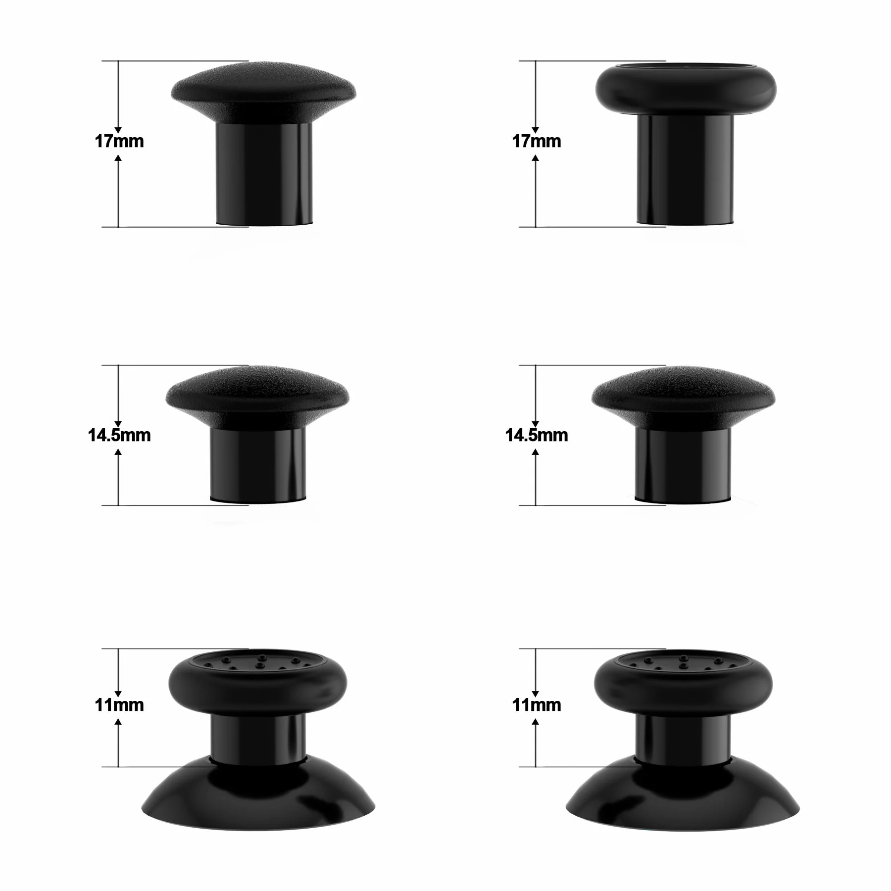 eXtremeRate Interchangeable Ergonomic Thumbsticks with 3 Height Domed and Concave Grips for Nintendo Switch Pro Controller - Black - Image 4