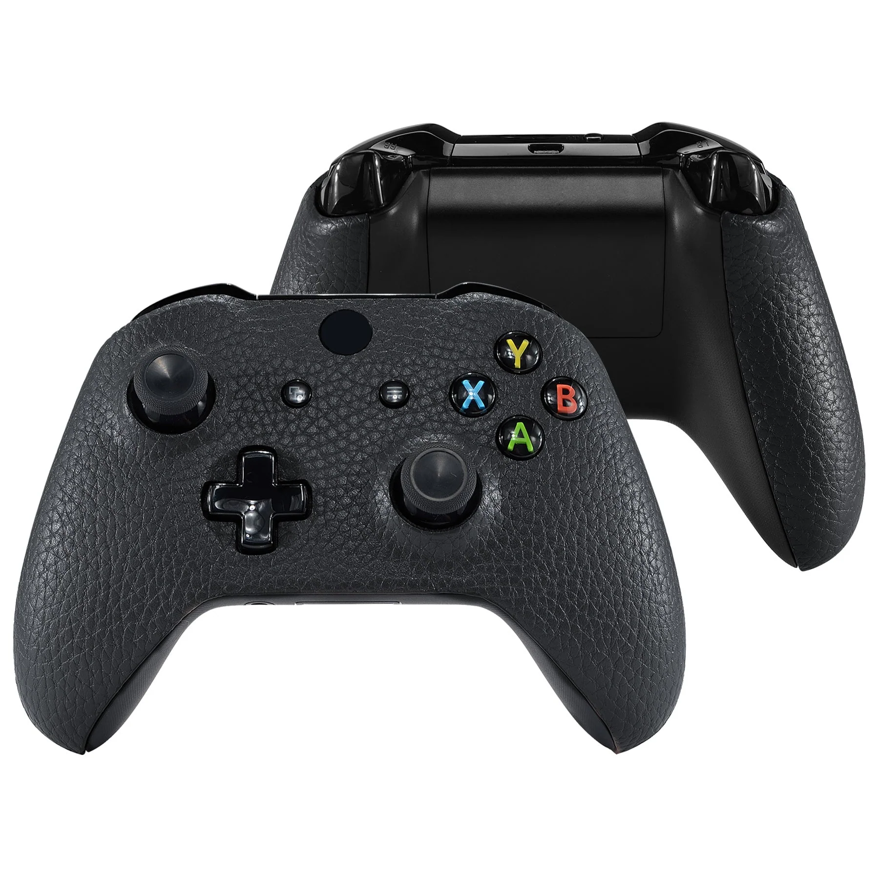 eXtremeRate Replacement Front Housing Shell with Side Rails Panel for Xbox One X & S Controller (Model 1708) - Black Premium Textured PU Leather - Image 2