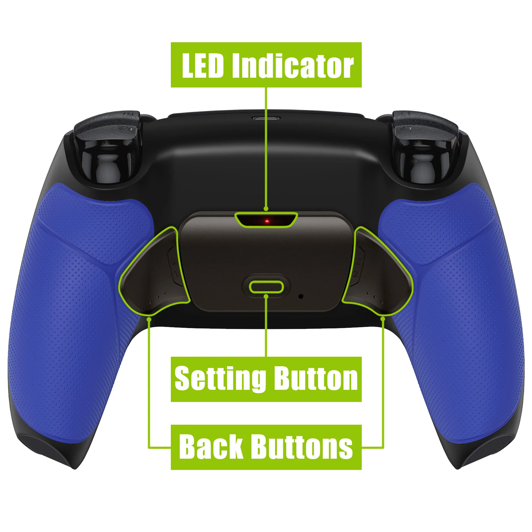 eXtremeRate Black Real Metal Buttons (RMB) Version RISE 2.0 Remap Kit for PS5 Controller BDM-010/020 - Rubberized Blue - Image 4