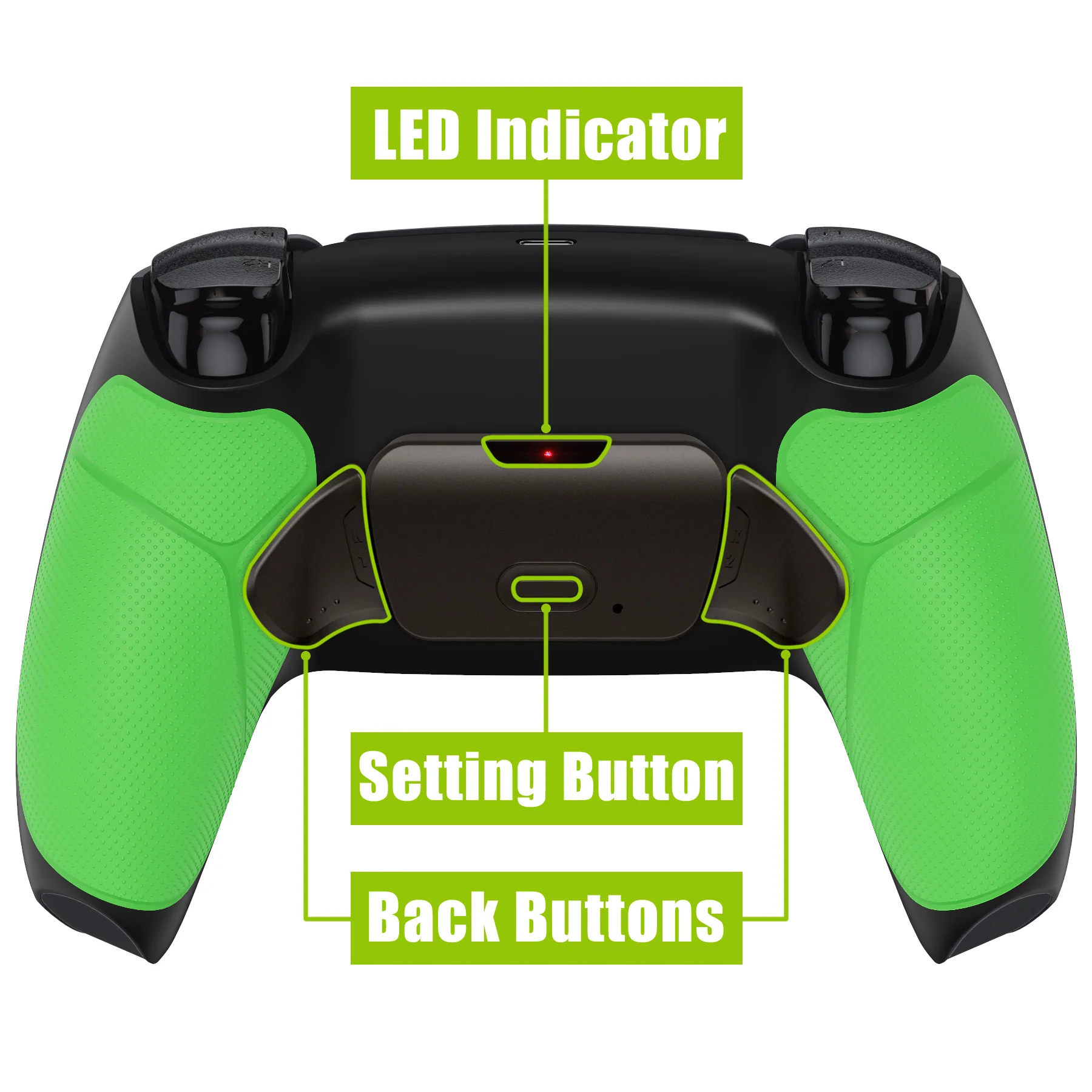 eXtremeRate Black Real Metal Buttons (RMB) Version RISE 2.0 Remap Kit for PS5 Controller BDM-010/020 - Rubberized Green - Image 4