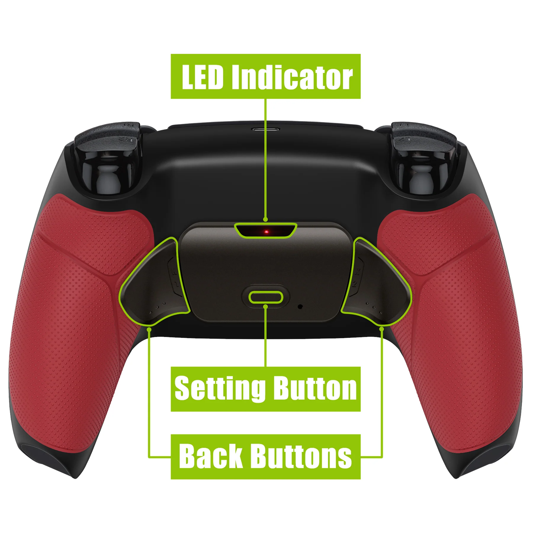 eXtremeRate Black Real Metal Buttons (RMB) Version RISE 2.0 Remap Kit for PS5 Controller BDM-010/020 - Rubberized Red - Image 4