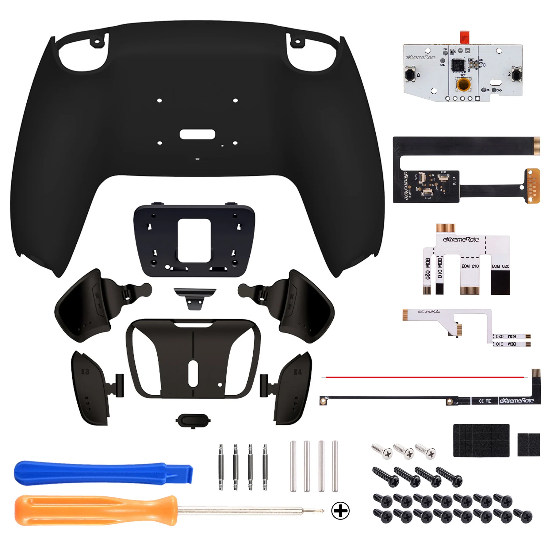 eXtremeRate Black Real Metal Buttons (RMB) Version RISE4 Remap Kit for PS5 Controller BDM-010/020 - Black - Image 2