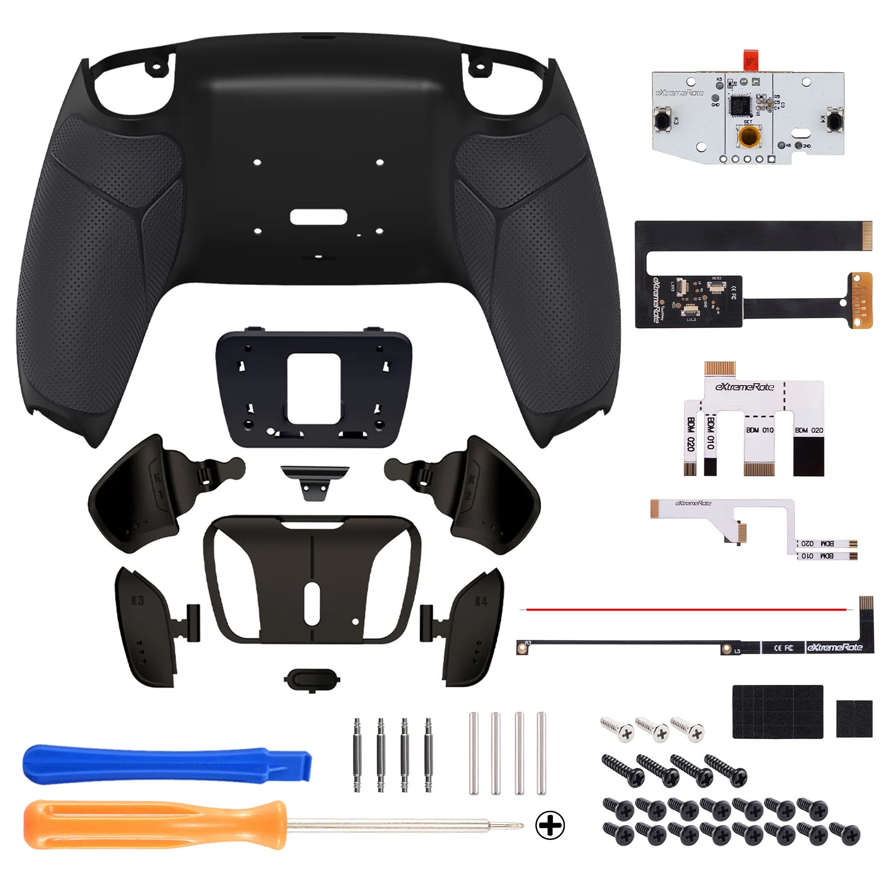 eXtremeRate Black Real Metal Buttons (RMB) Version RISE4 Remap Kit for PS5 Controller BDM-010/020 - Rubberized Black - Image 2