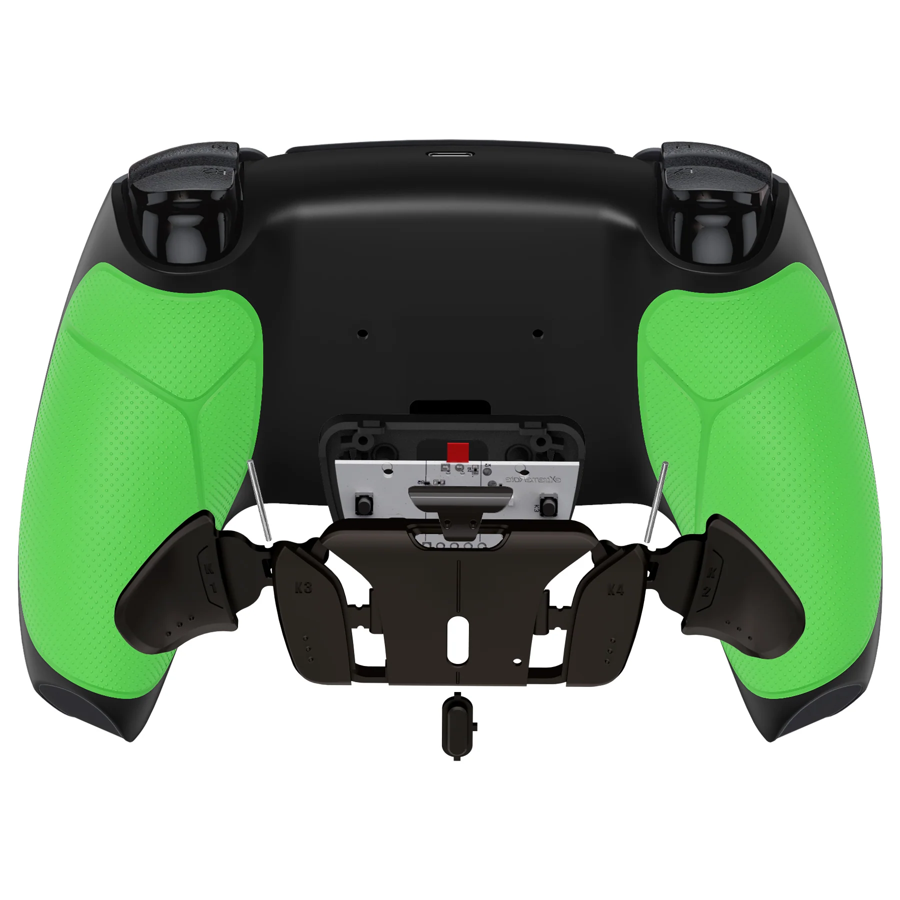 eXtremeRate Black Real Metal Buttons (RMB) Version RISE4 Remap Kit for PS5 Controller BDM-010/020 - Rubberized Green - Image 6